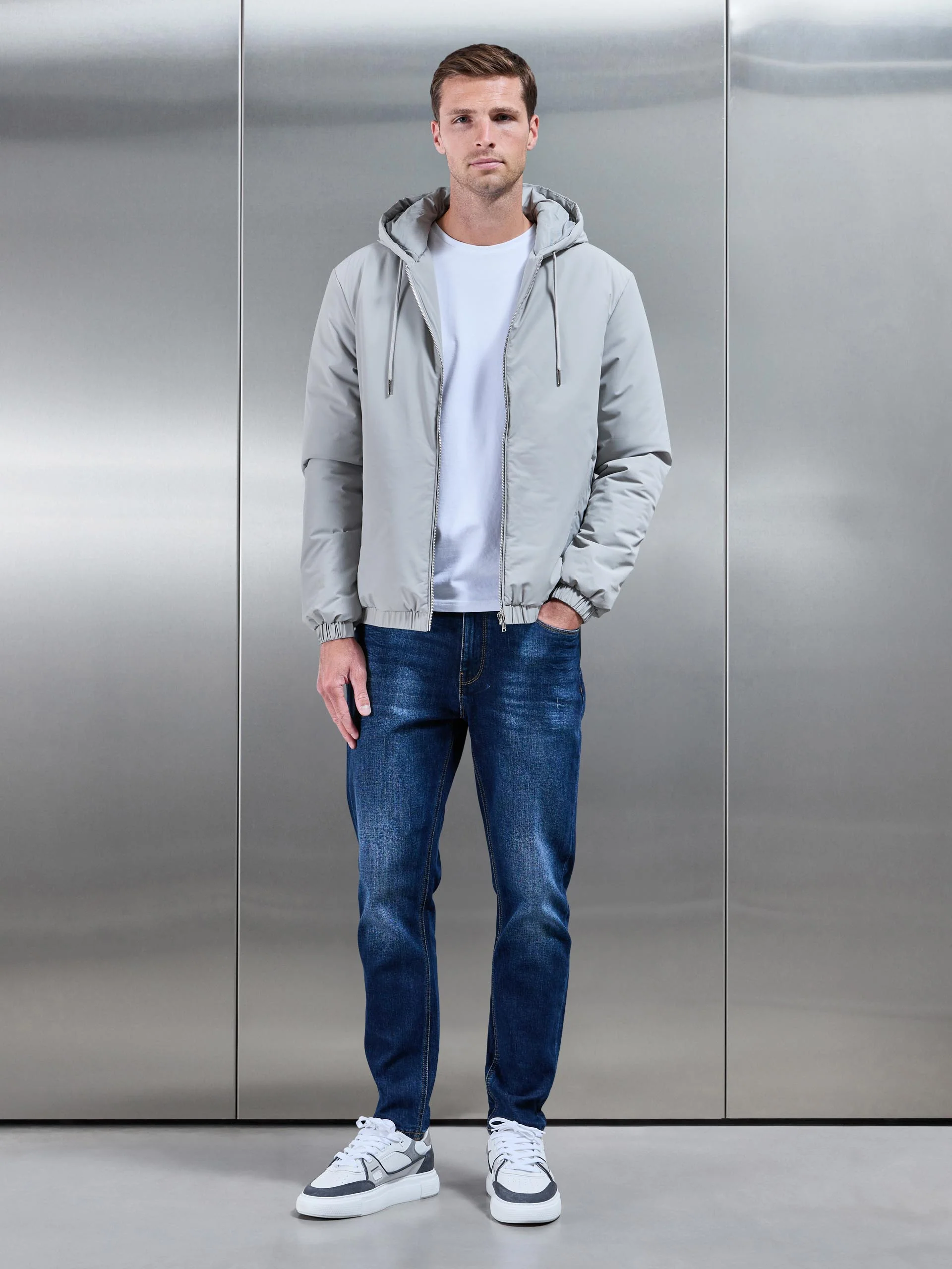Shell Padded Windbreaker in Stone - Image 2