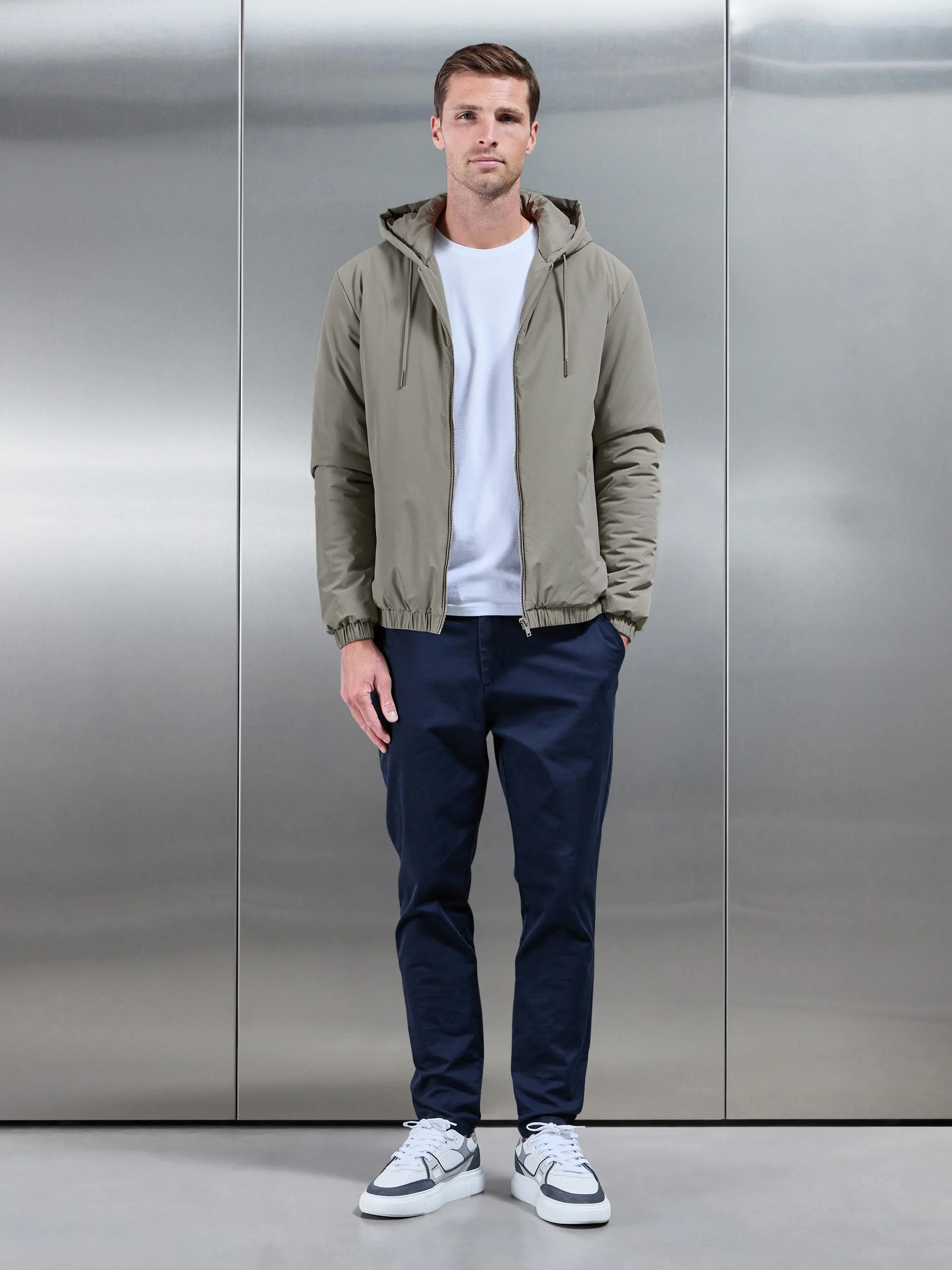 Shell Padded Windbreaker in Taupe - Image 2