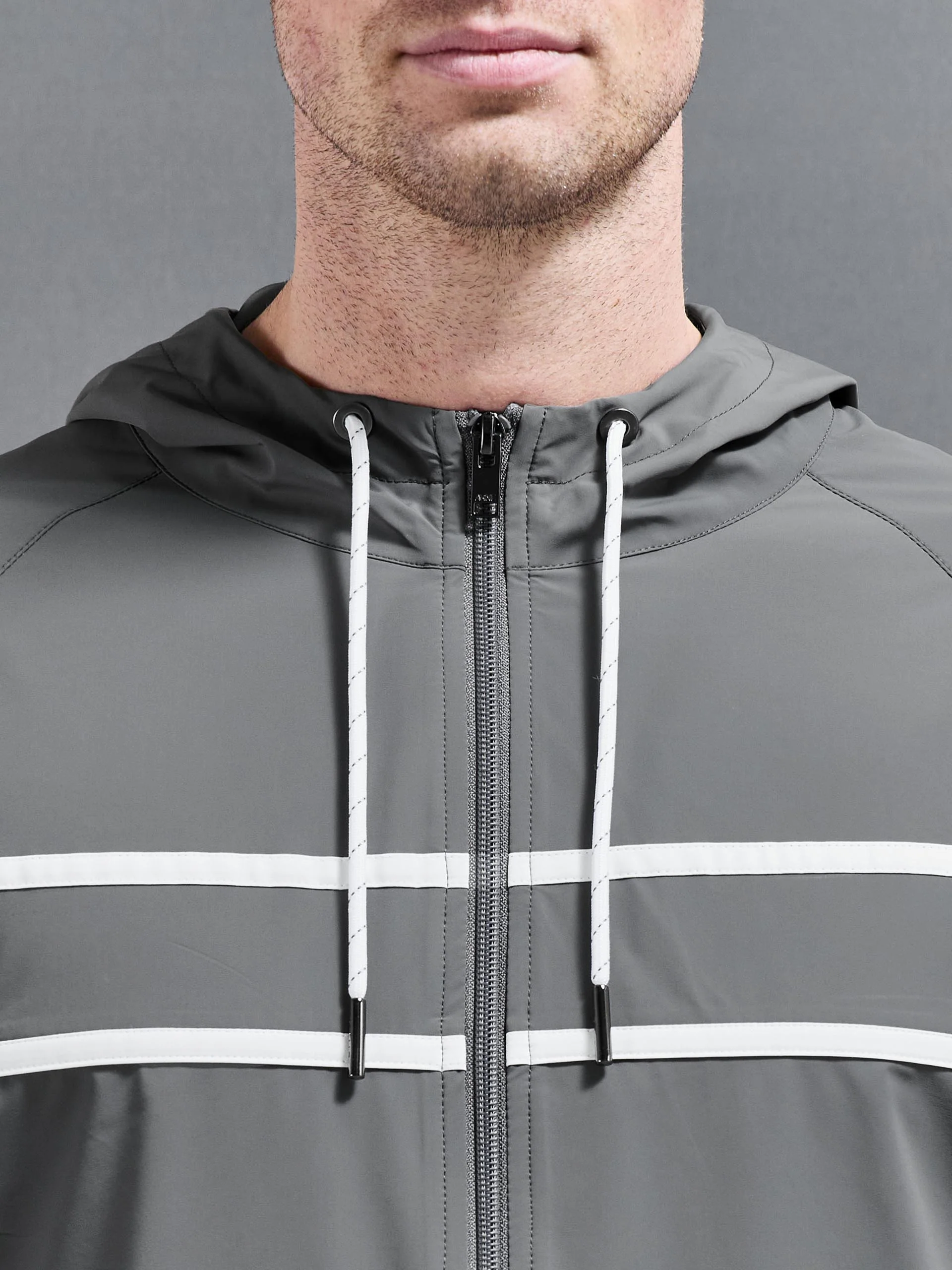 Shell Stripe Windbreaker in Mid Grey - Image 4