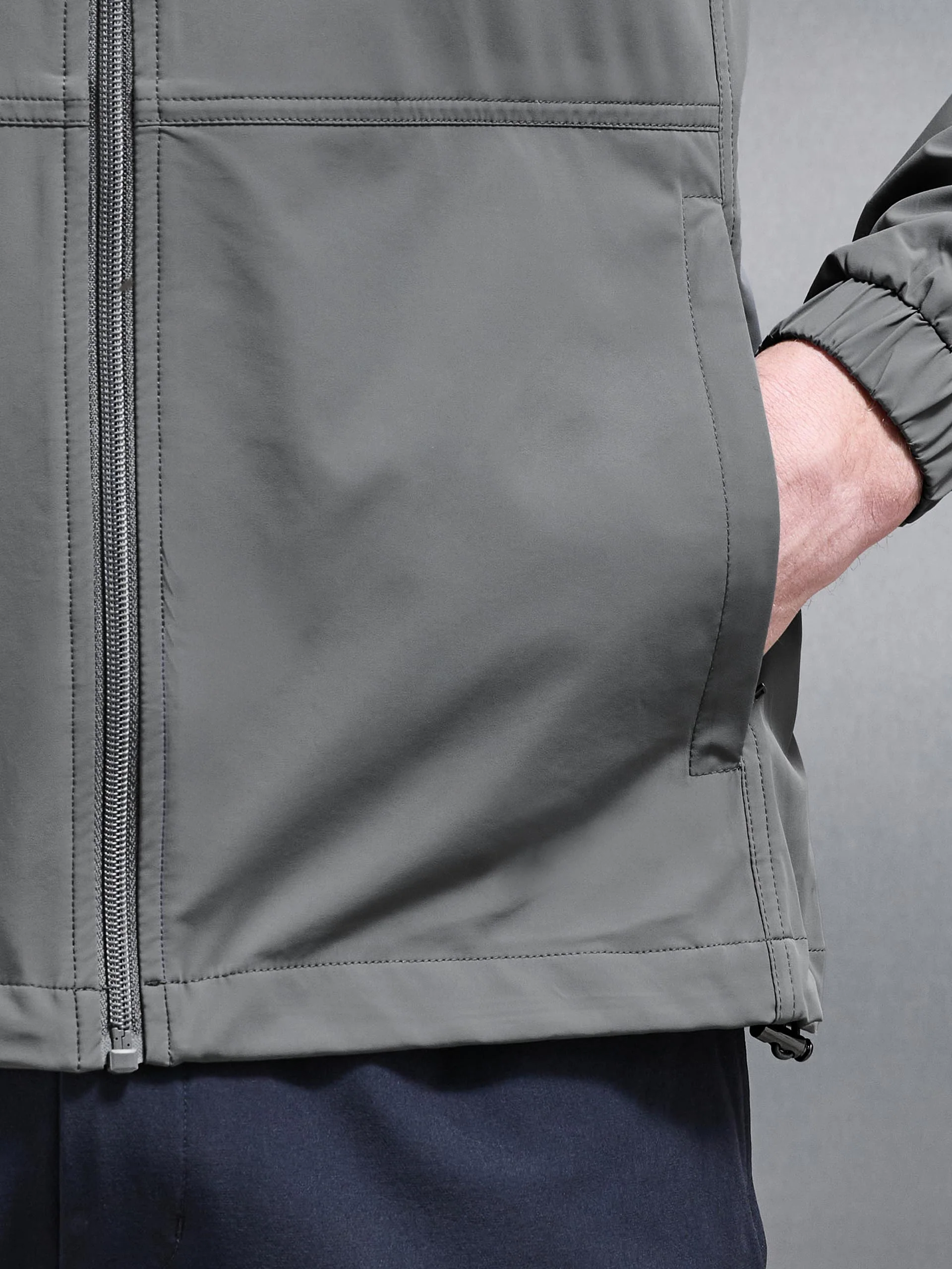 Shell Stripe Windbreaker in Mid Grey - Image 5
