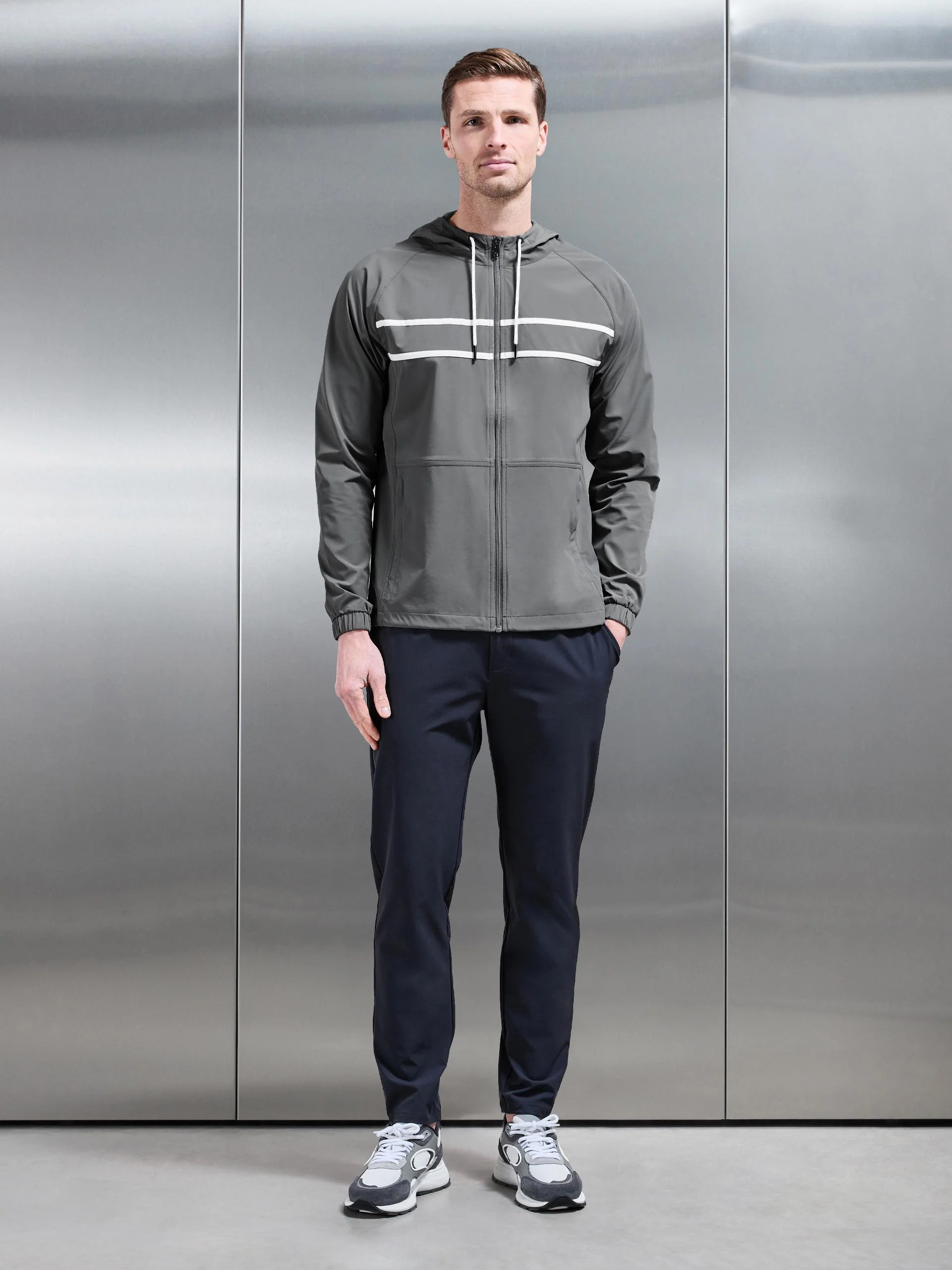 Shell Stripe Windbreaker in Mid Grey - Image 6