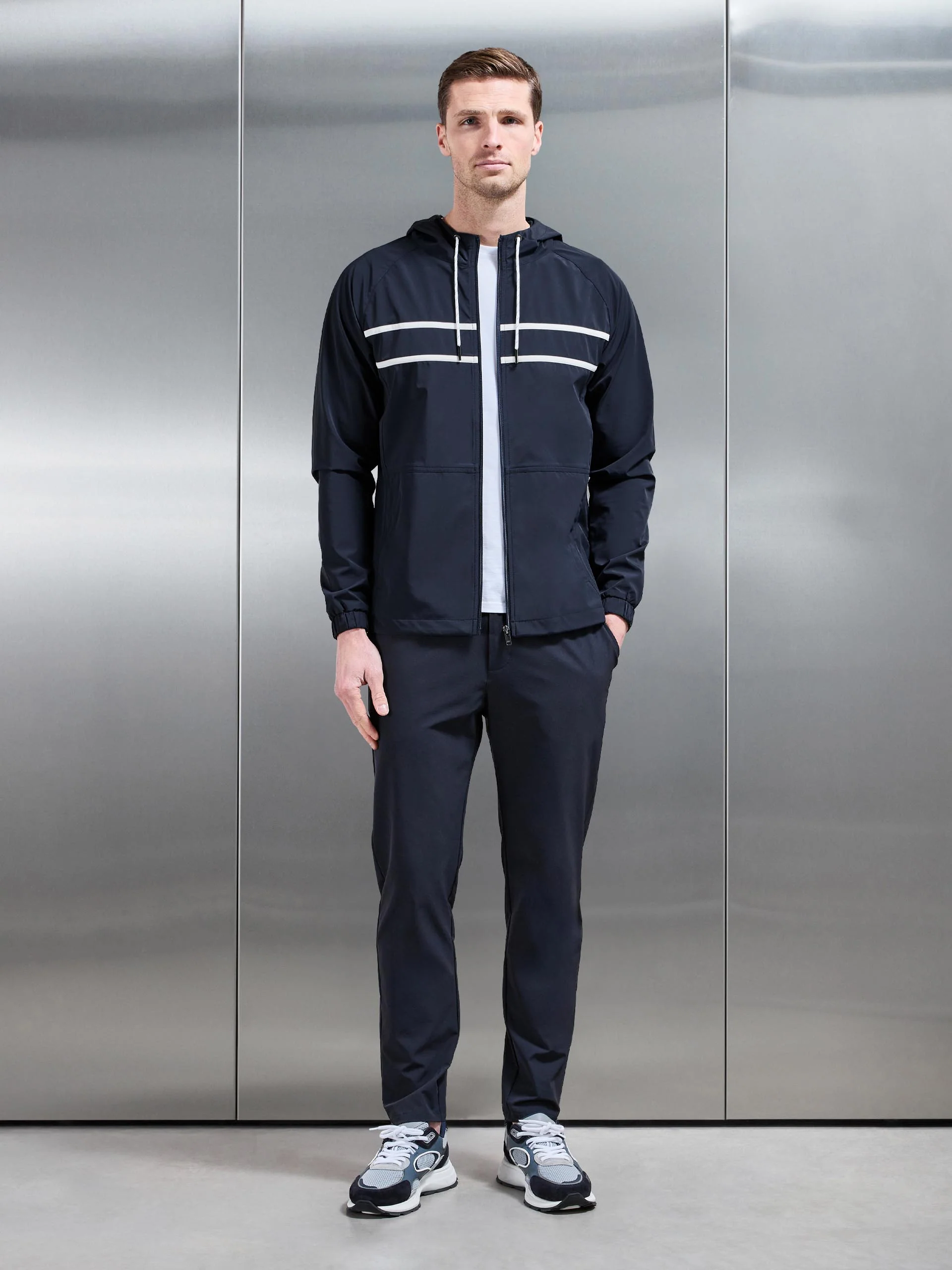 Shell Stripe Windbreaker in Navy - Image 2
