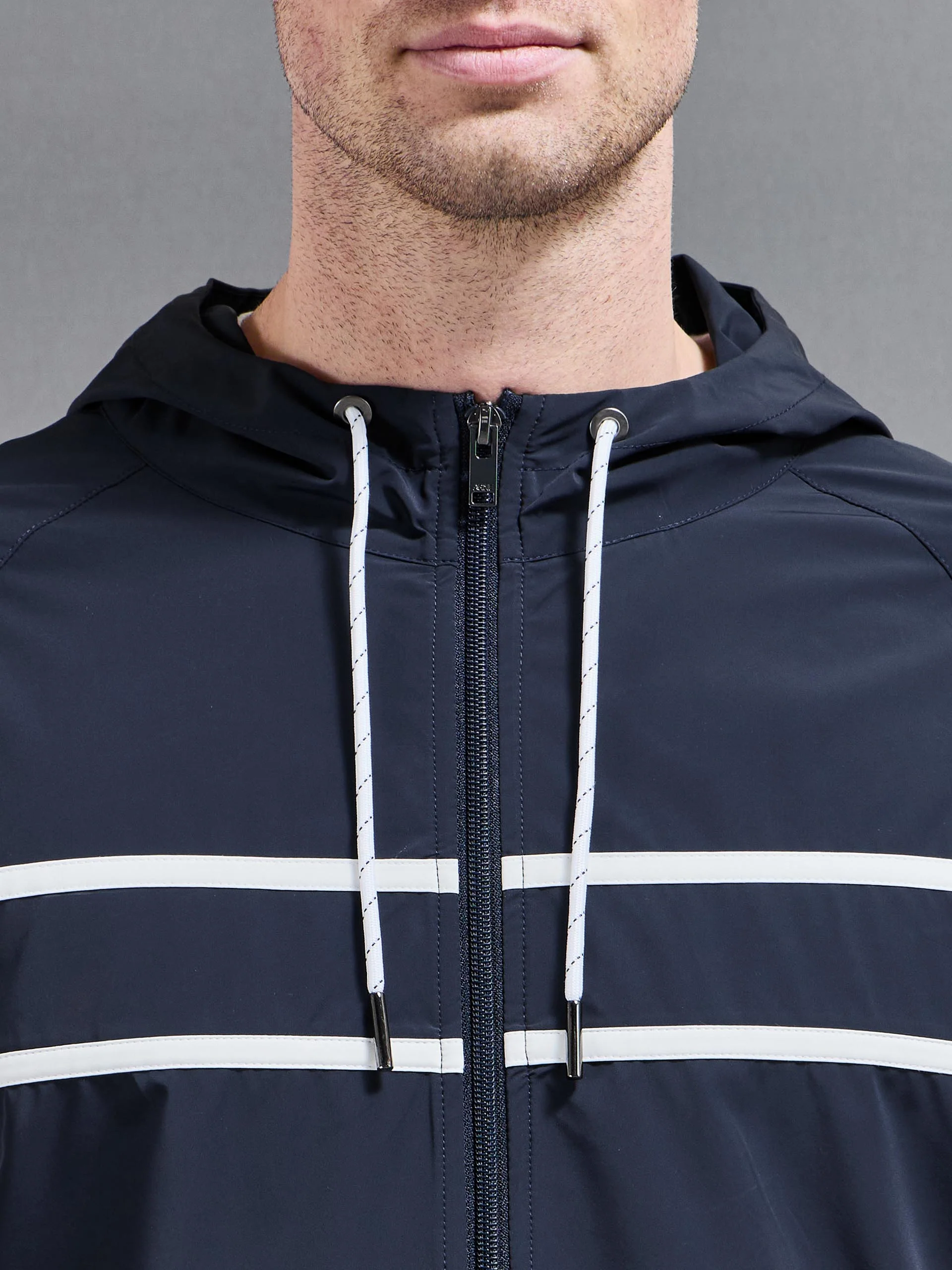 Shell Stripe Windbreaker in Navy - Image 4