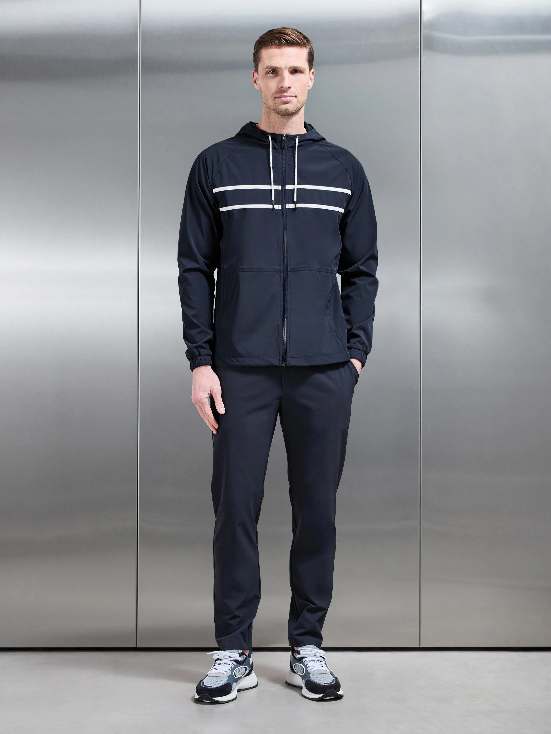 Shell Stripe Windbreaker in Navy - Image 6