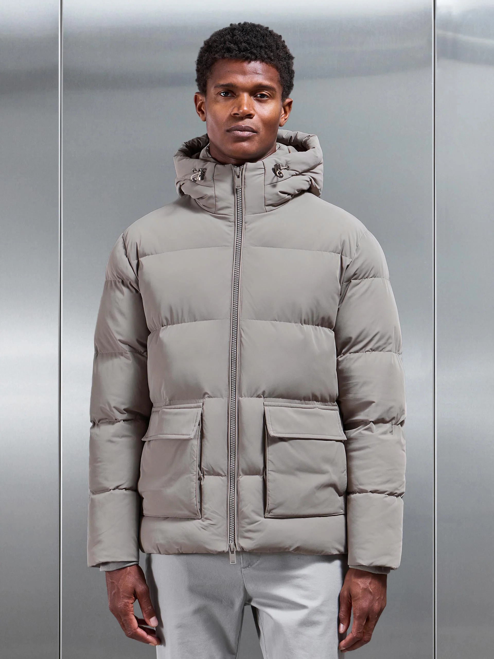 Short Puffer Parka in Taupe - Image 7