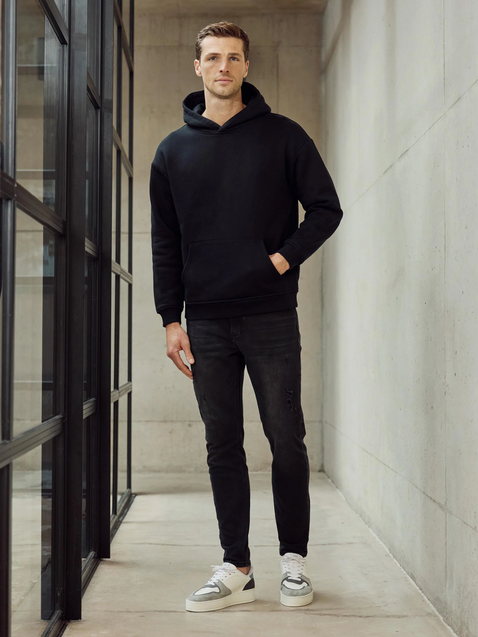 Slim Fit Denim Jeans in Black Wash - Image 2