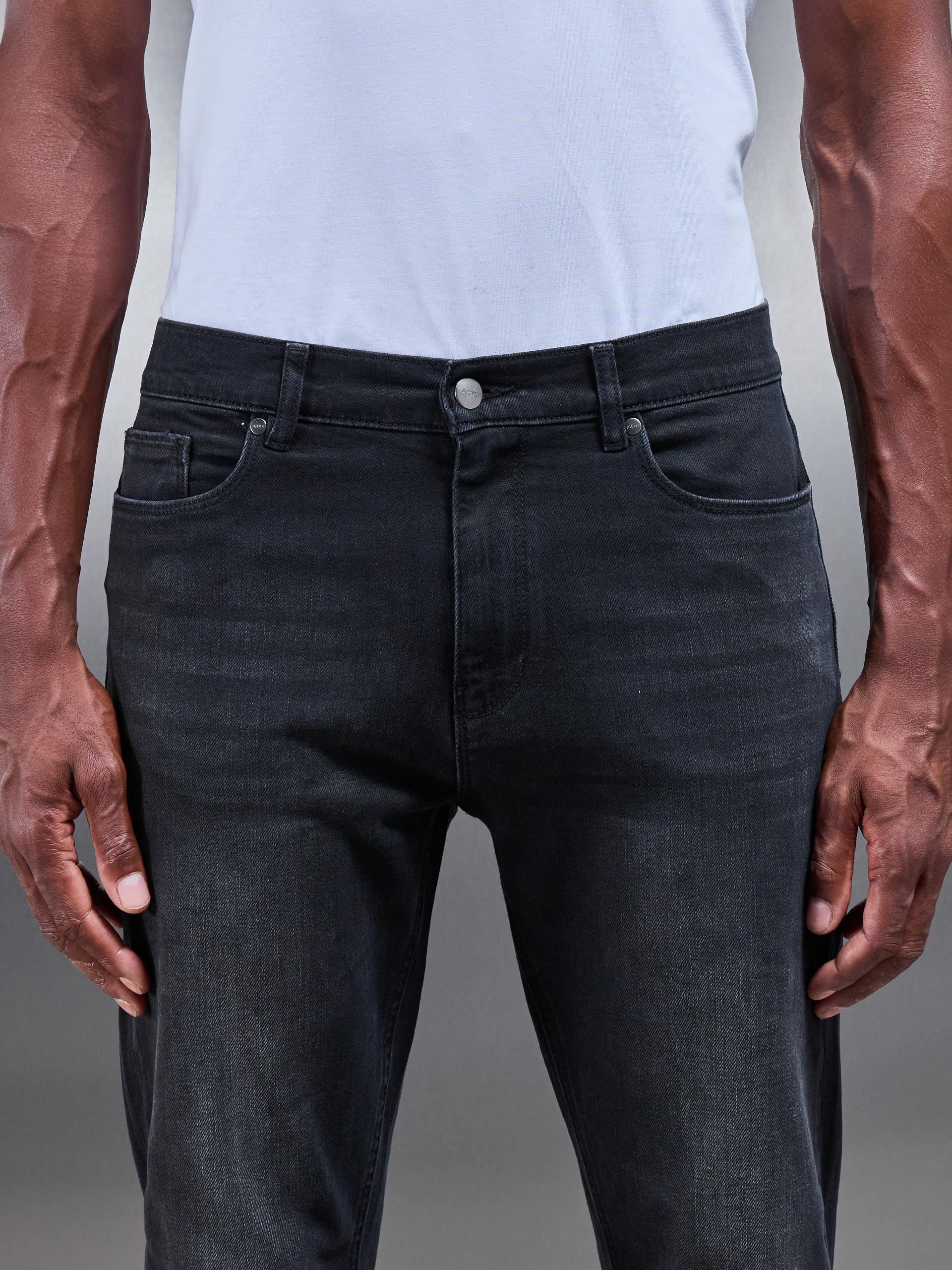 Slim Fit Denim Jeans in Black Wash - Image 4