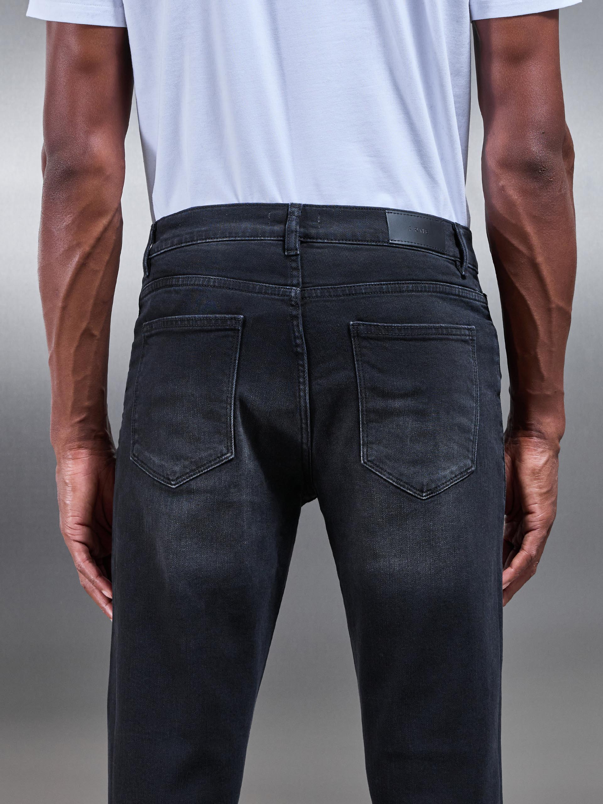 Slim Fit Denim Jeans in Black Wash - Image 5