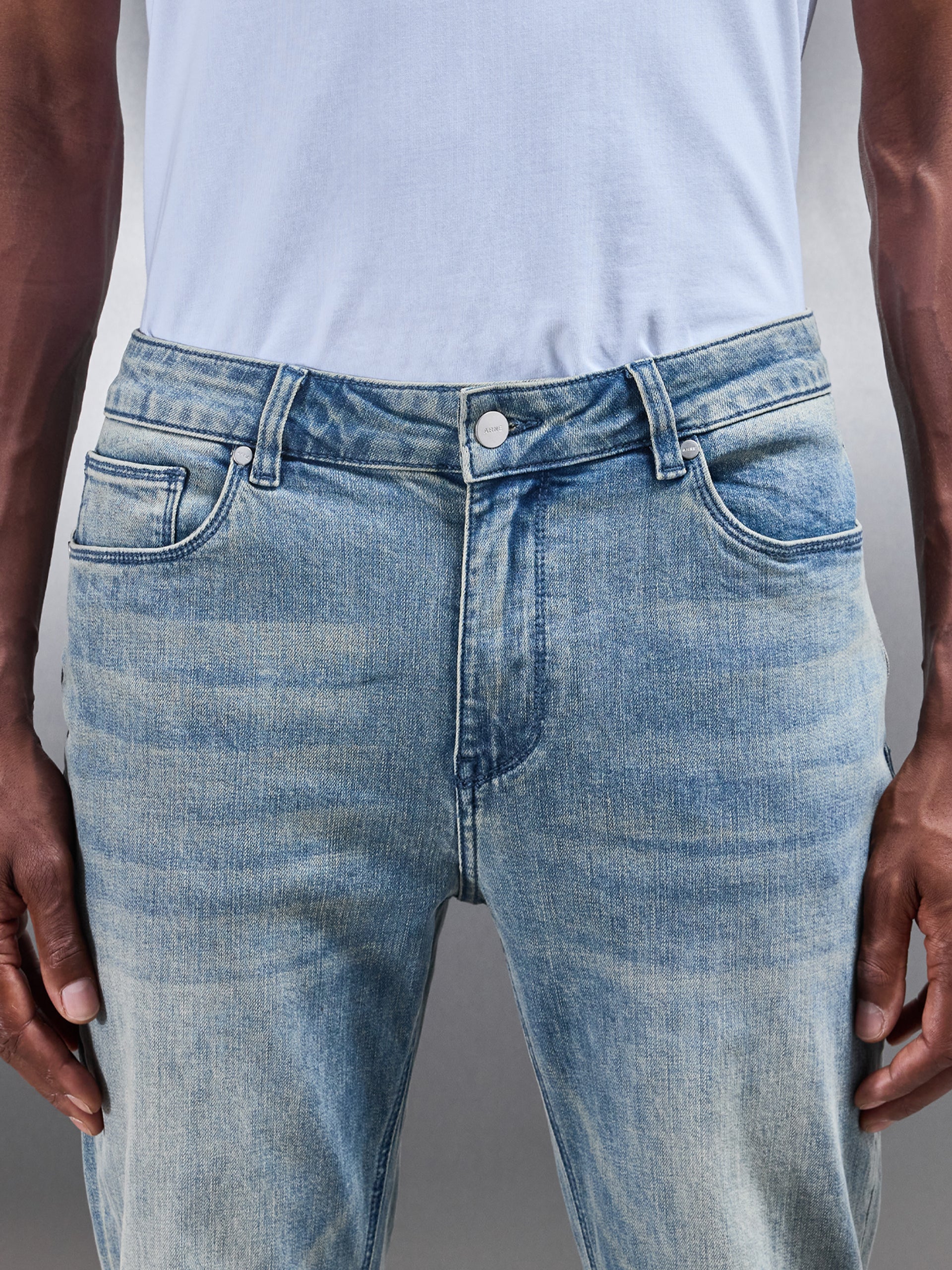 Slim Fit Denim Jeans in Dark Sand - Image 3