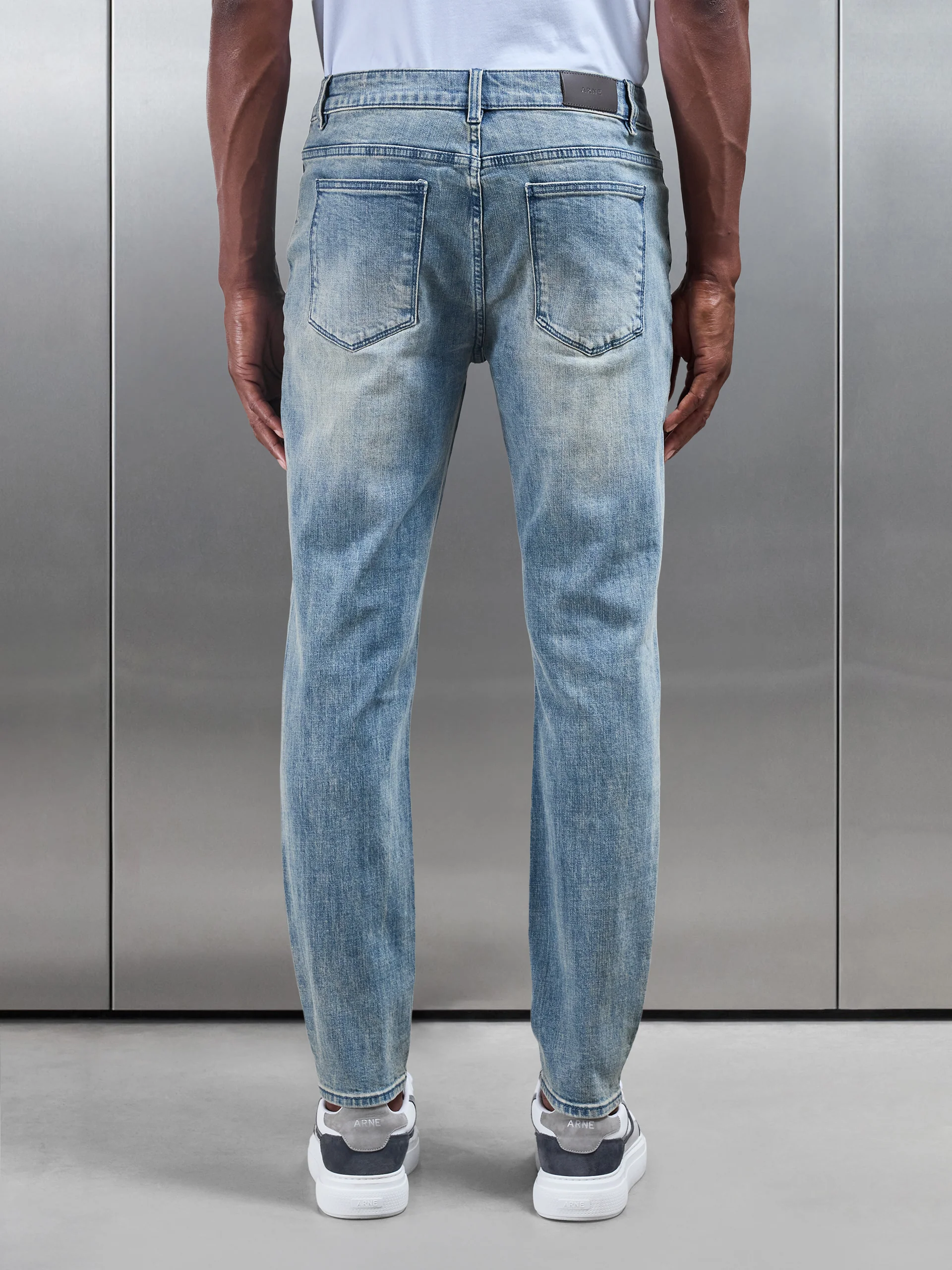 Slim Fit Denim Jeans in Dark Sand - Image 4