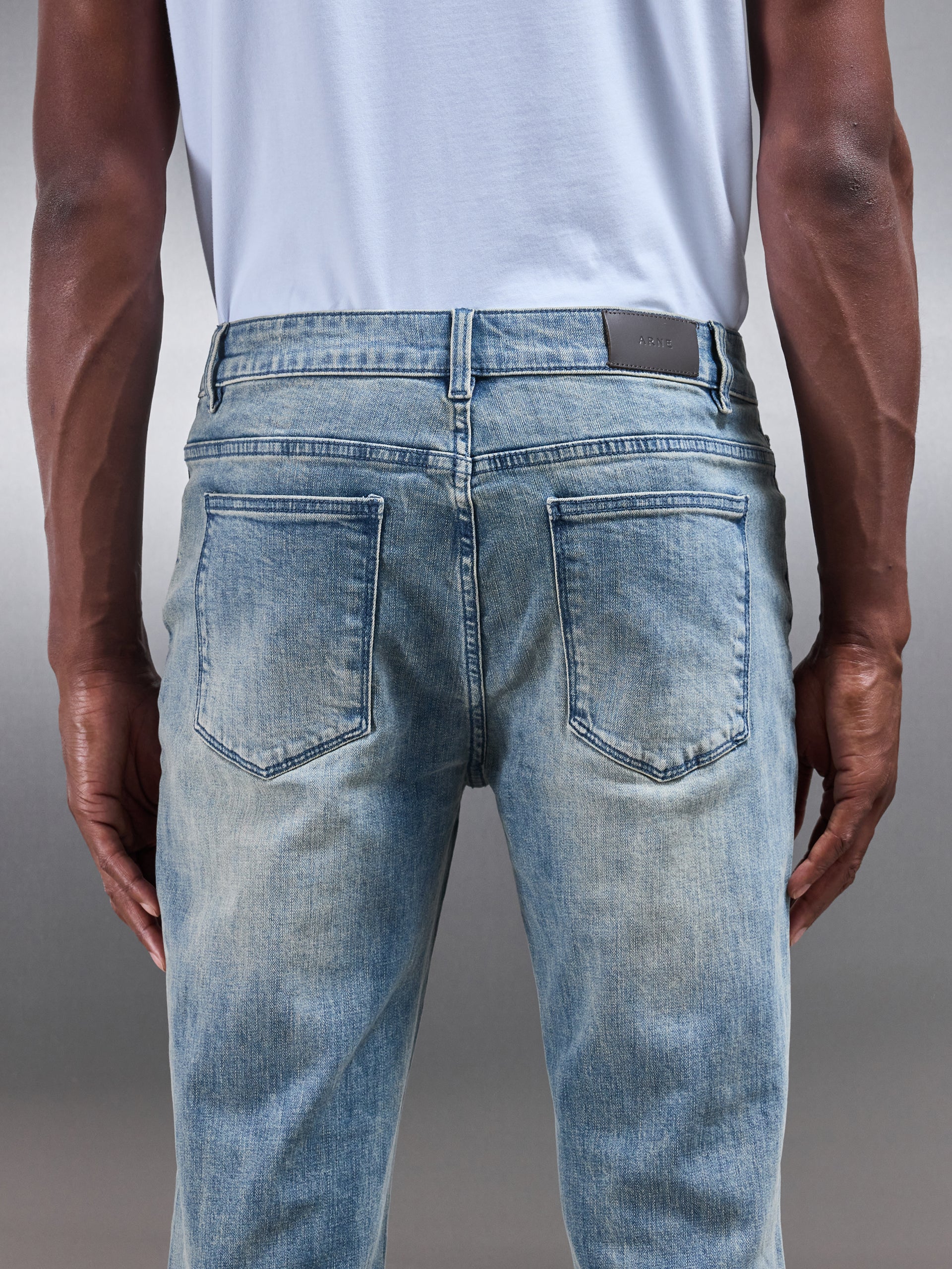 Slim Fit Denim Jeans in Dark Sand - Image 5