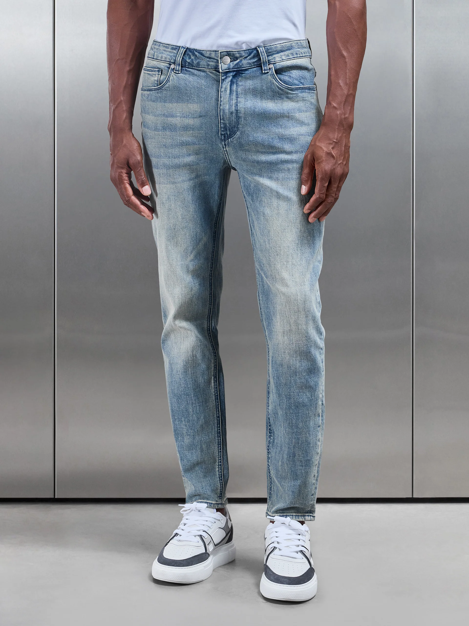 Slim Fit Denim Jeans in Dark Sand - Image 6
