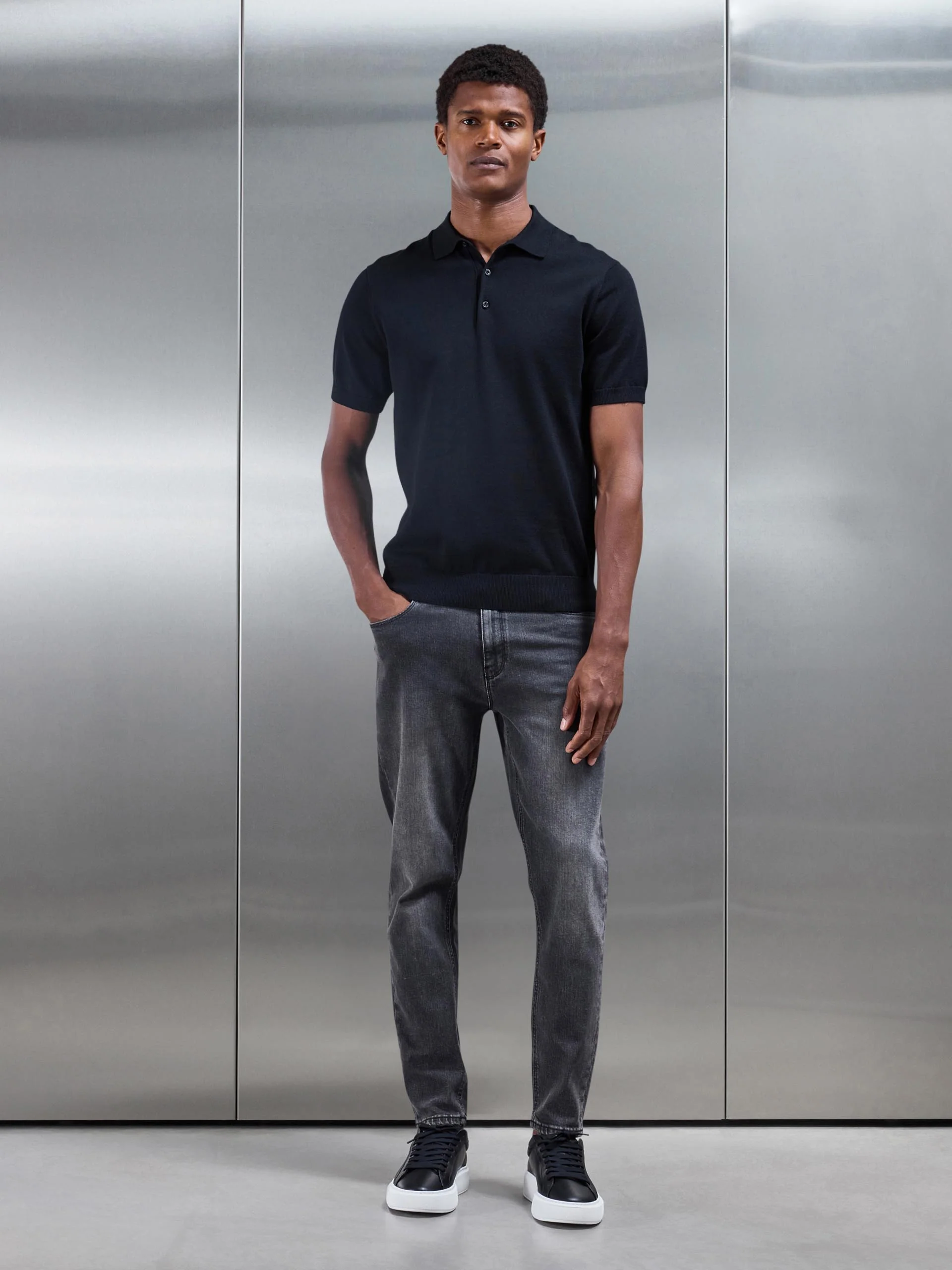 Slim Fit Denim Jeans in Grey Wash - Image 3