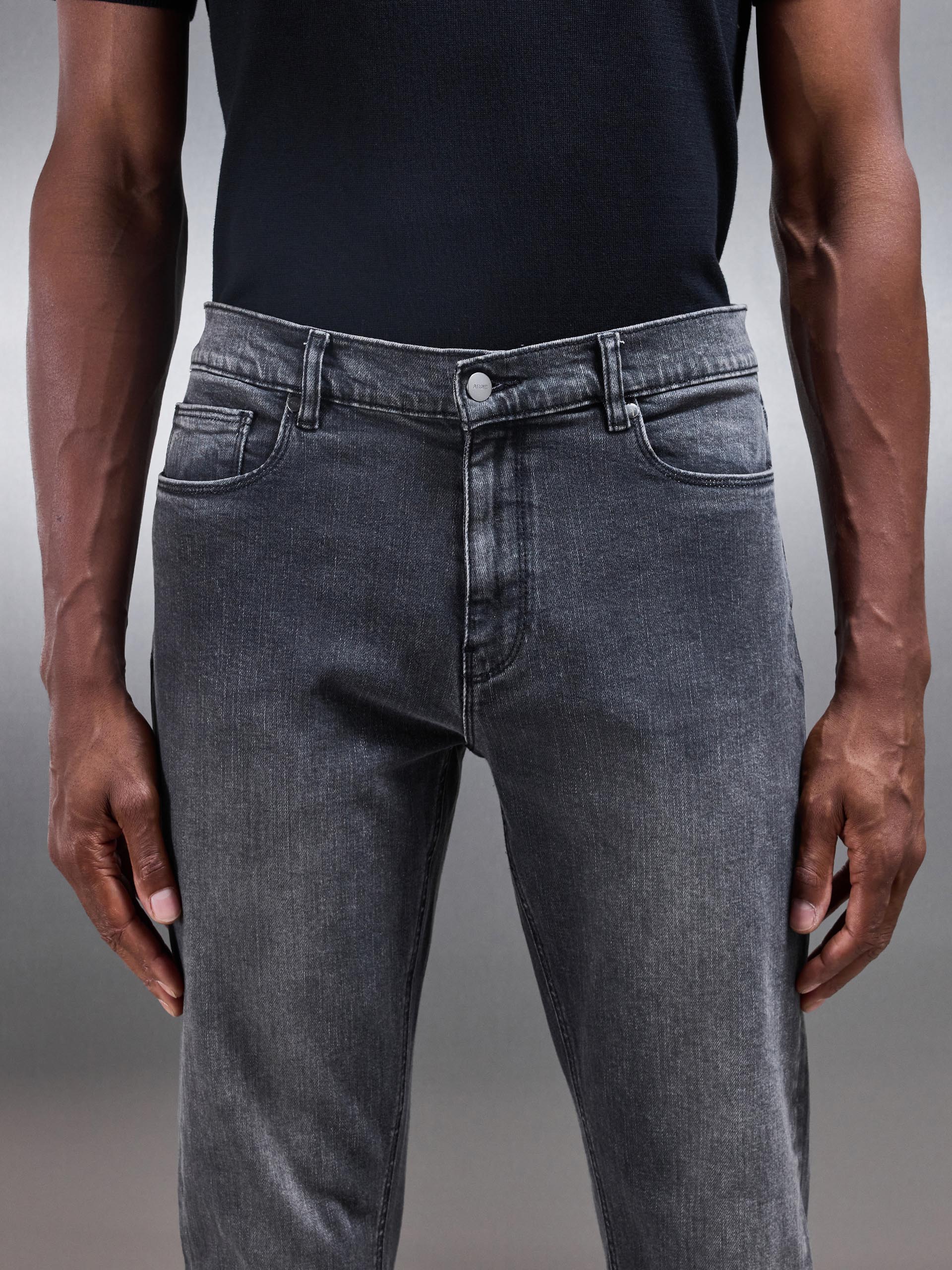 Slim Fit Denim Jeans in Grey Wash - Image 4