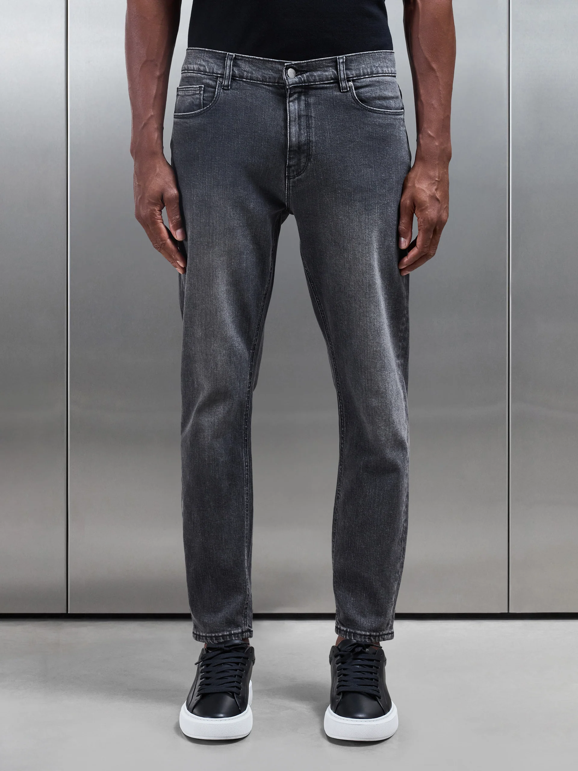 Slim Fit Denim Jeans in Grey Wash - Image 5