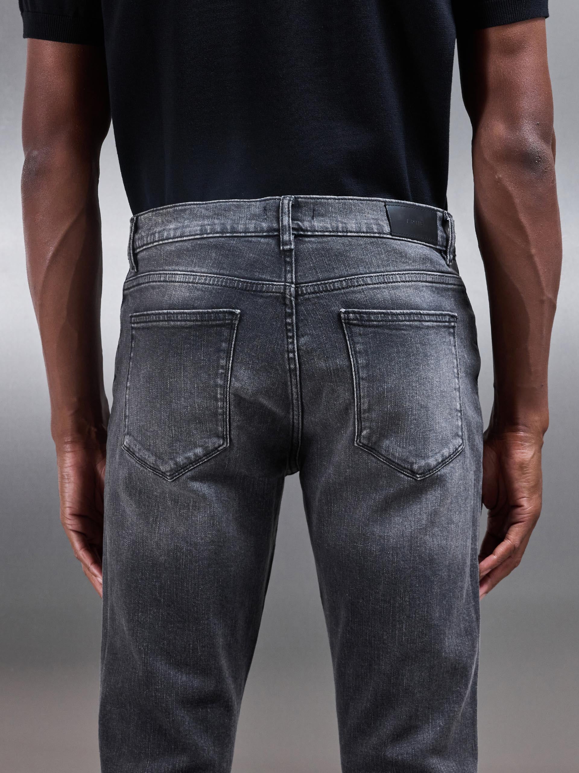 Slim Fit Denim Jeans in Grey Wash - Image 7