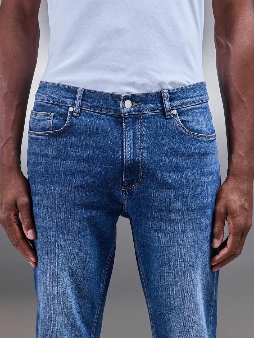 Slim Fit Denim Jeans in Mid Blue - Image 3