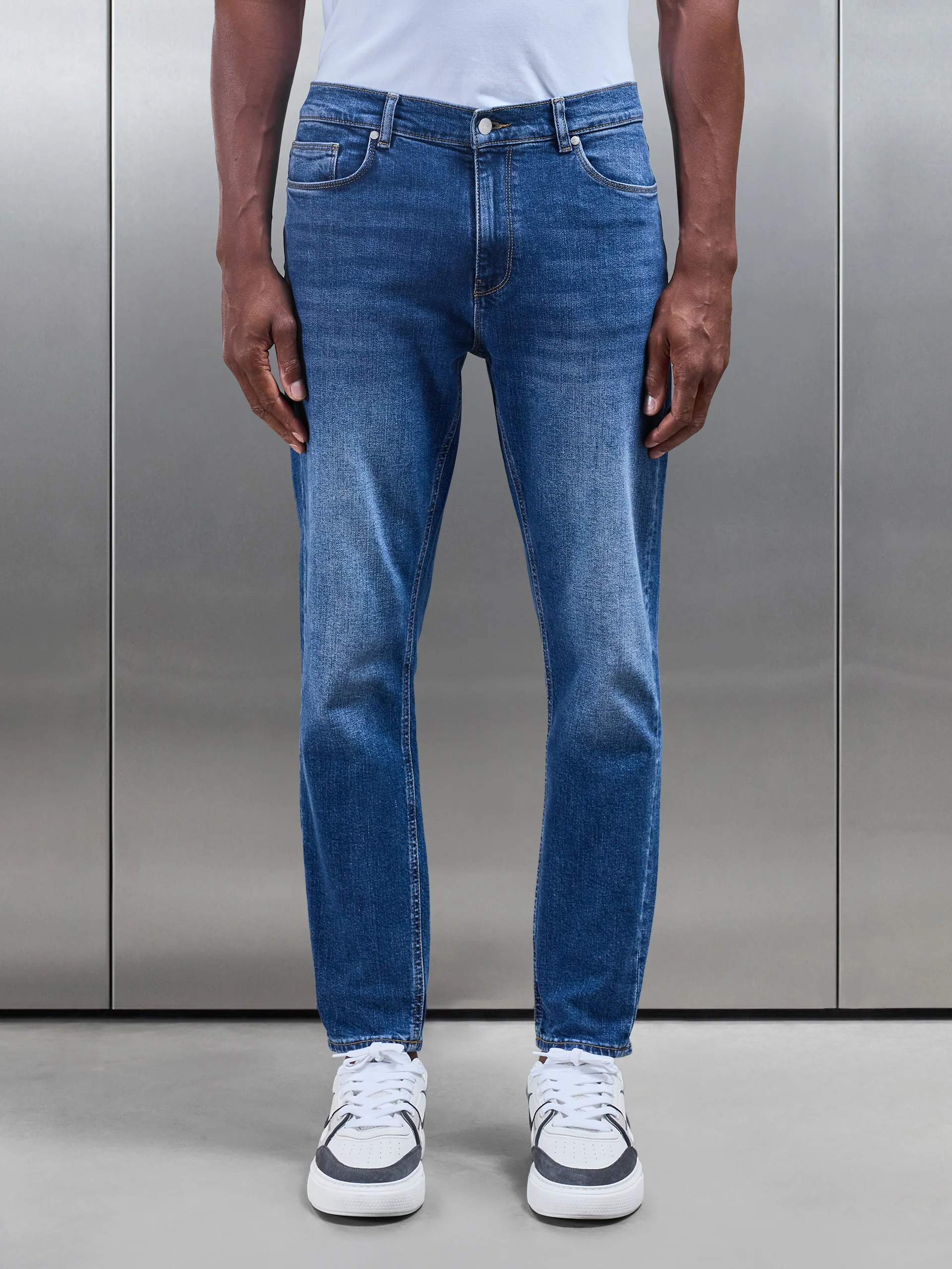 Slim Fit Denim Jeans in Mid Blue - Image 4