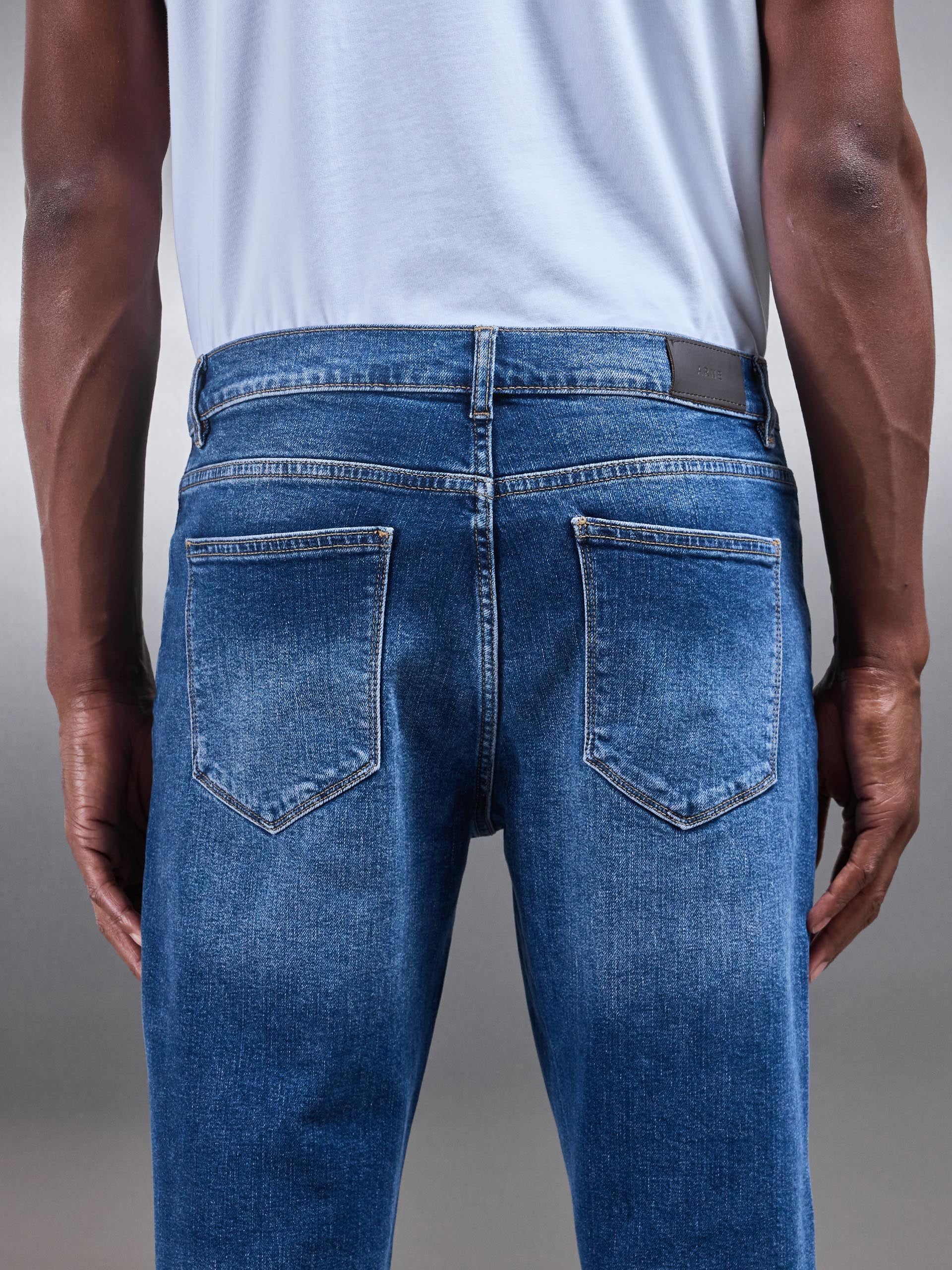 Slim Fit Denim Jeans in Mid Blue - Image 5