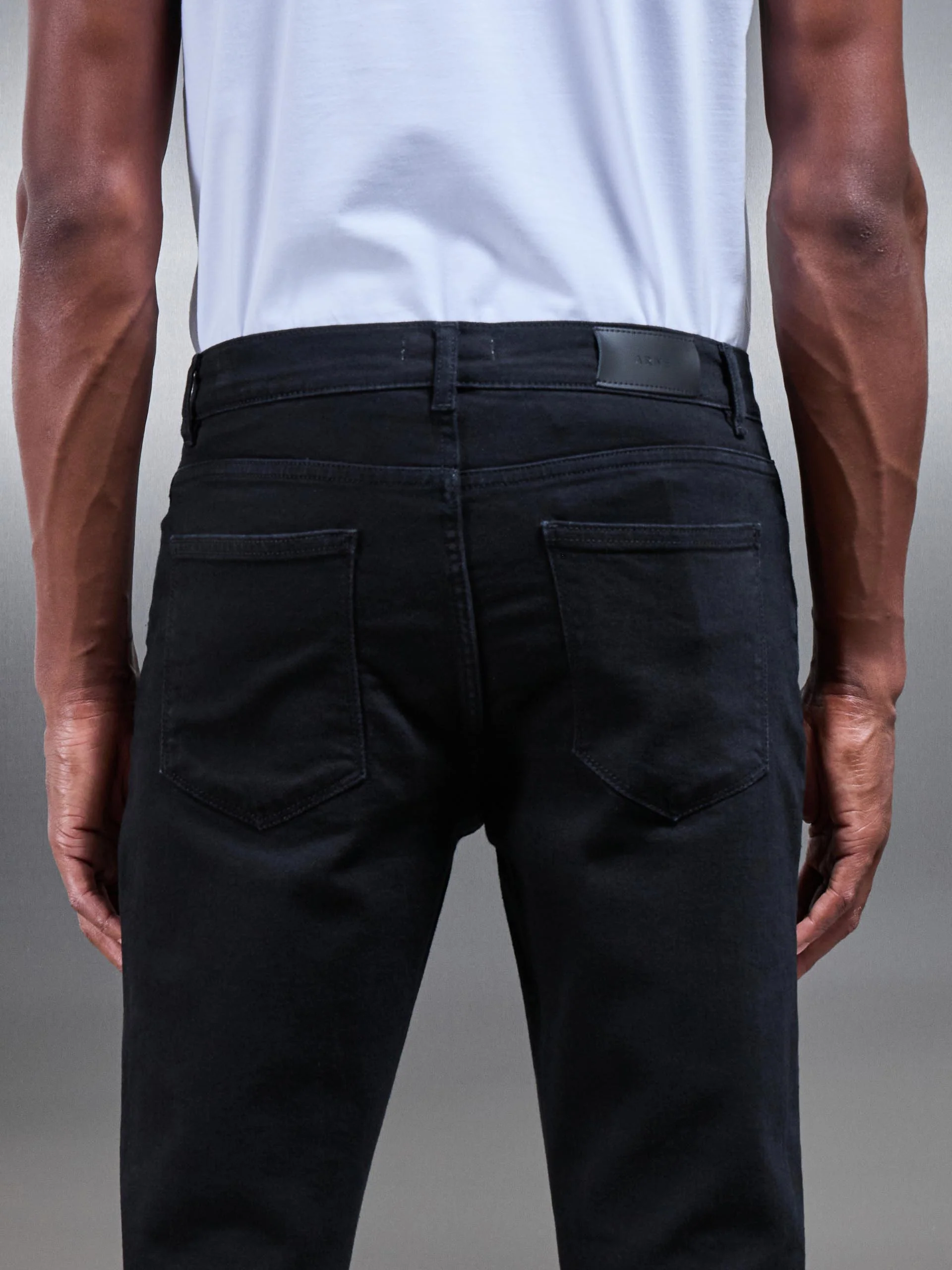 Slim Fit Denim Jeans in Solid Black - Image 4