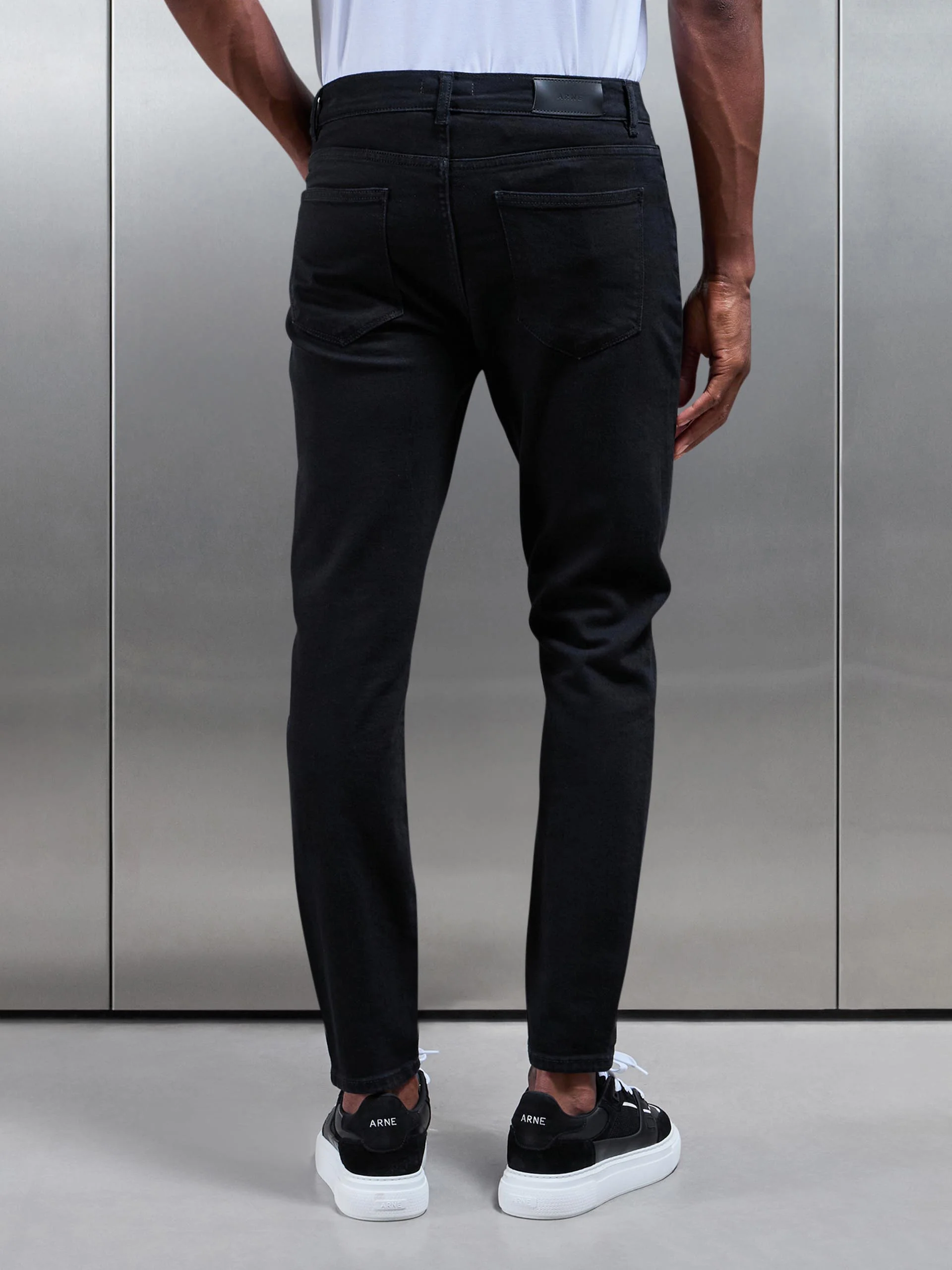 Slim Fit Denim Jeans in Solid Black - Image 5