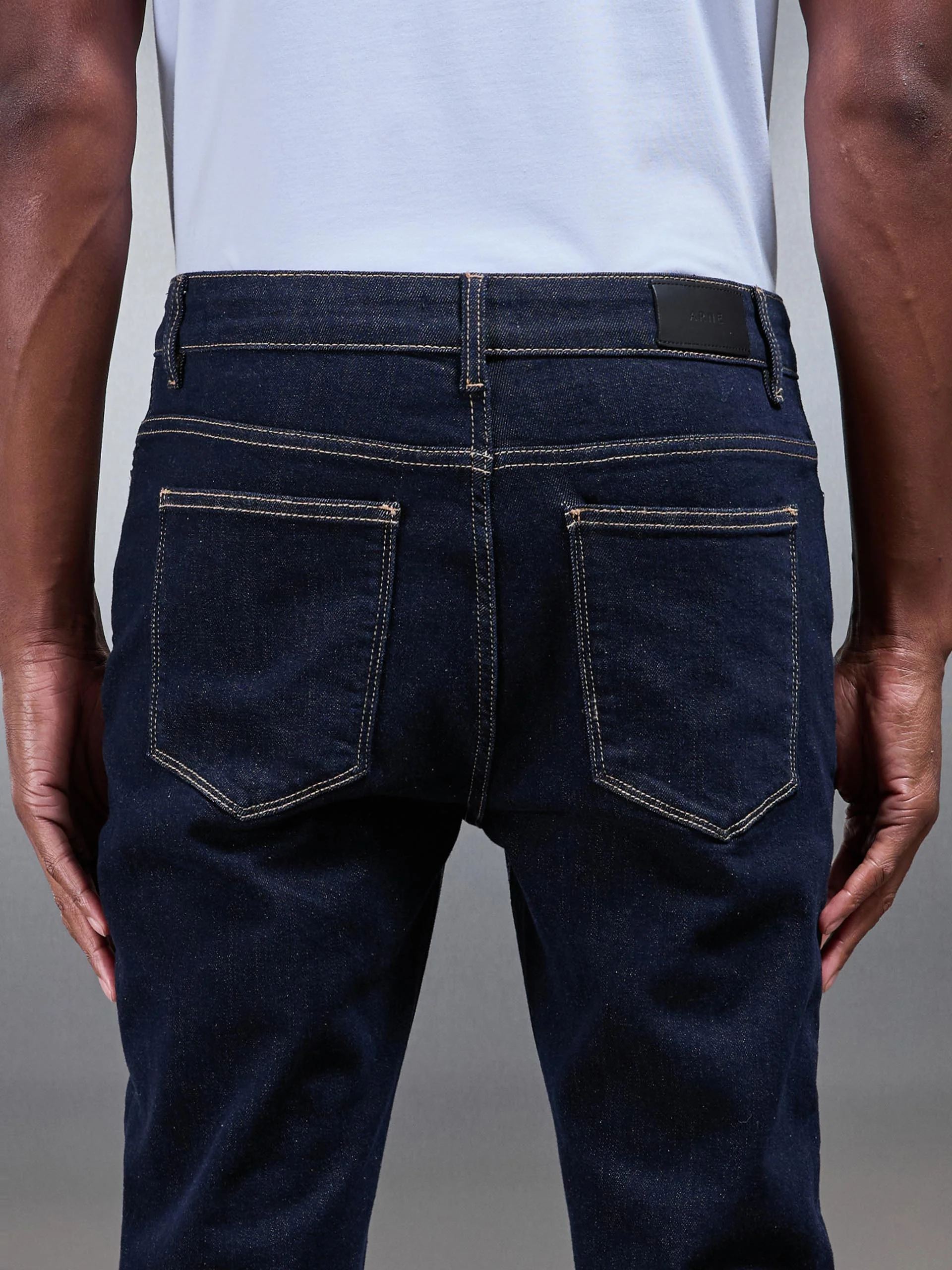 Slim Fit Denim Jeans in Solid Dark Blue - Image 5