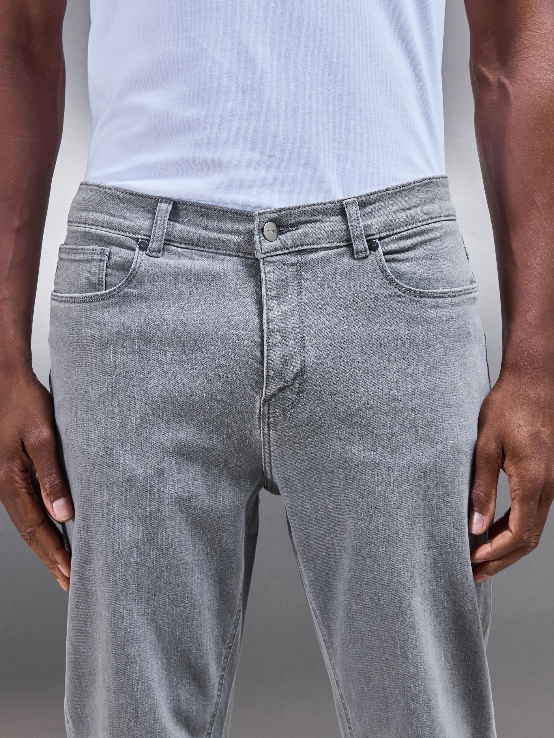 Slim Fit Denim Jeans in Solid Grey - Image 4