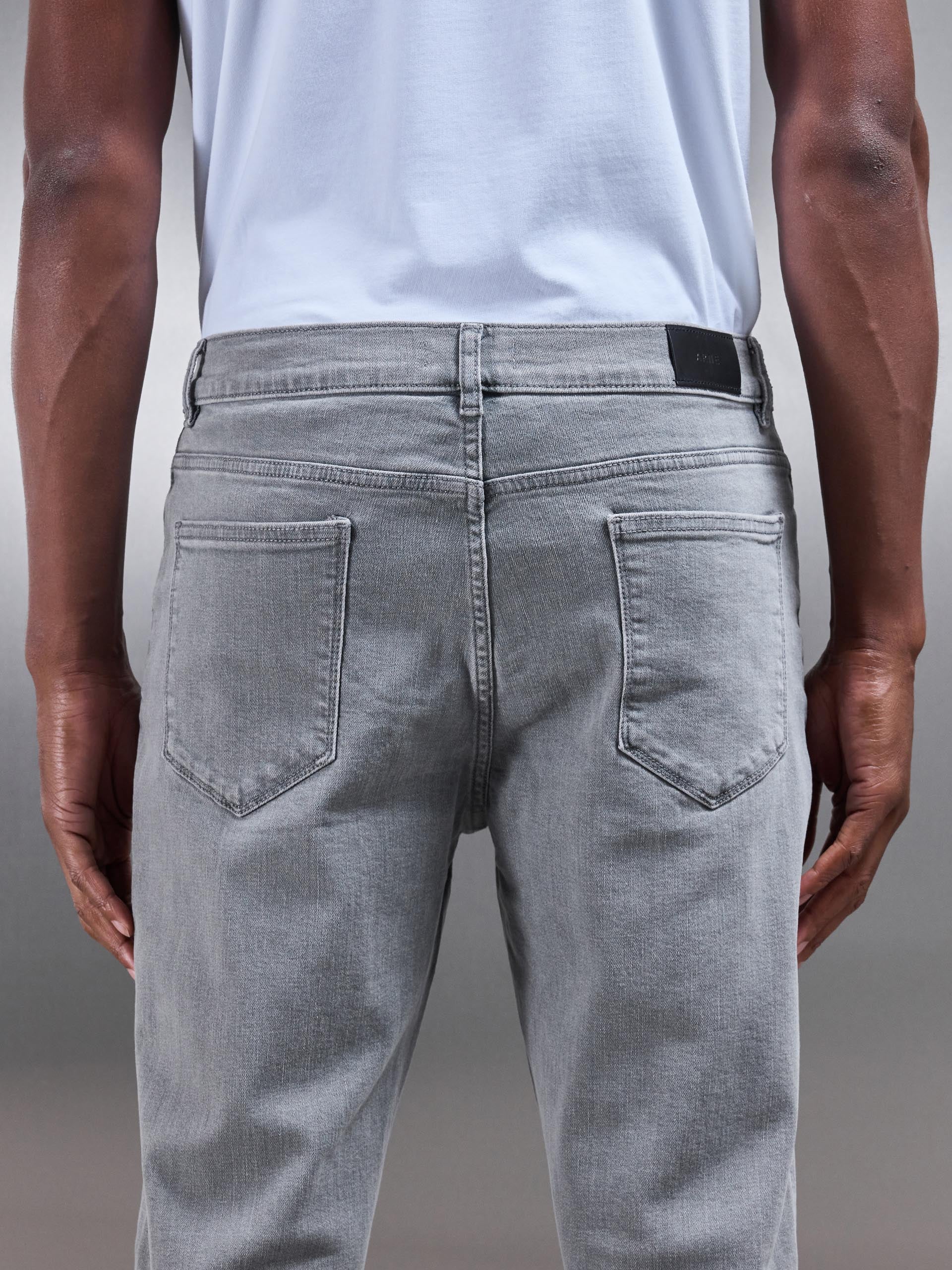 Slim Fit Denim Jeans in Solid Grey - Image 5