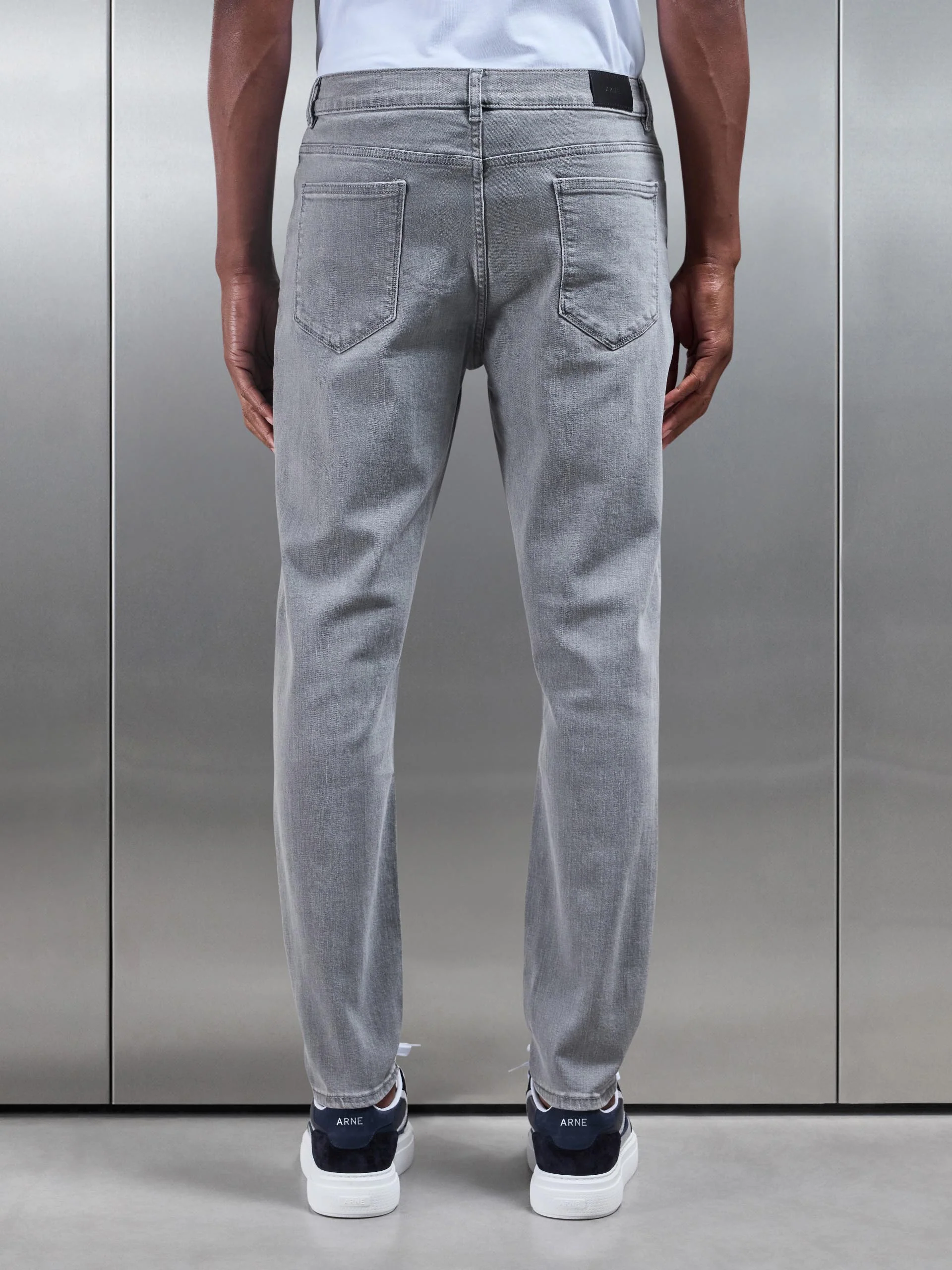 Slim Fit Denim Jeans in Solid Grey - Image 6
