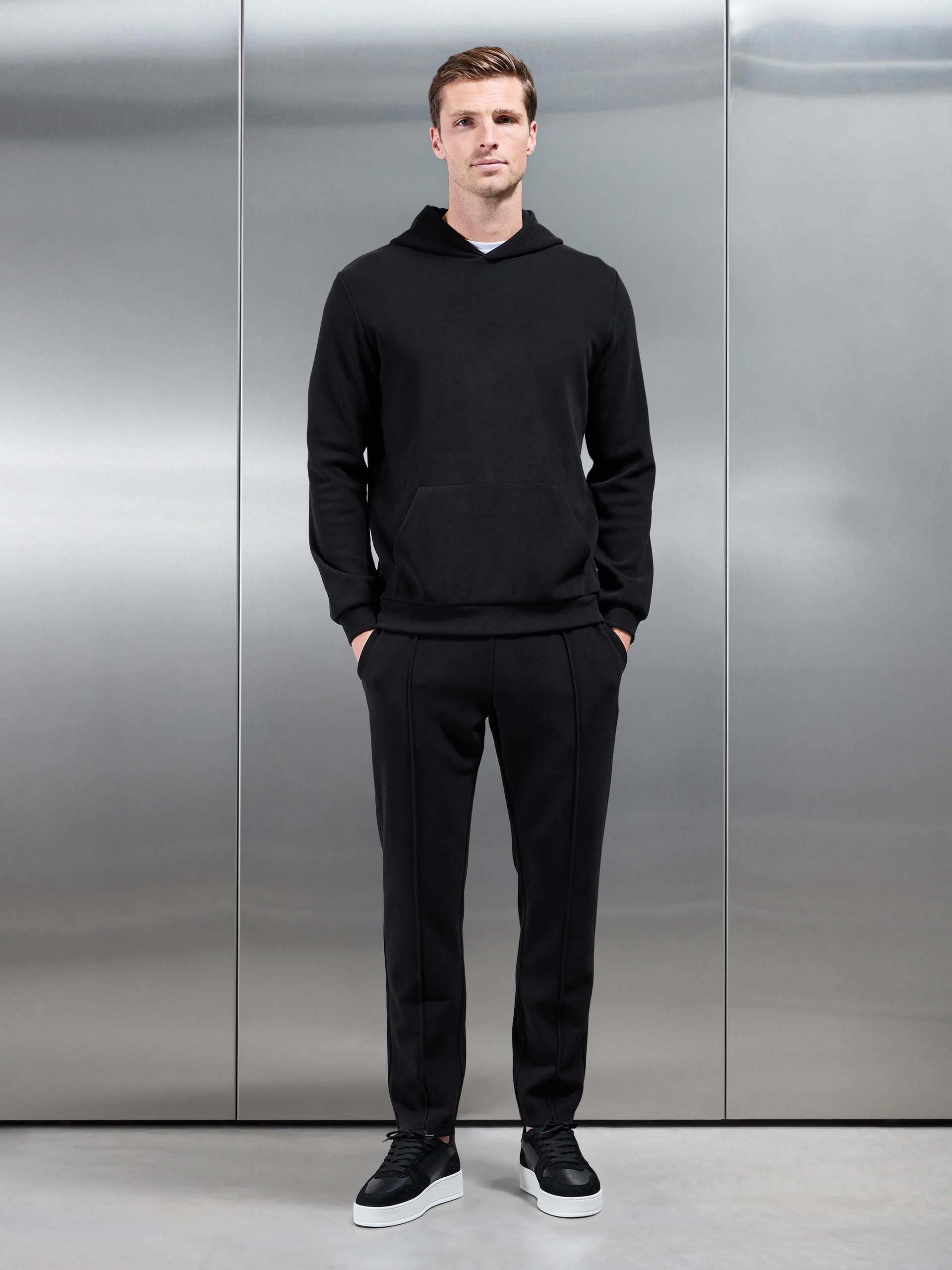 Slim Fit Knitted Jogger in Black - Image 2