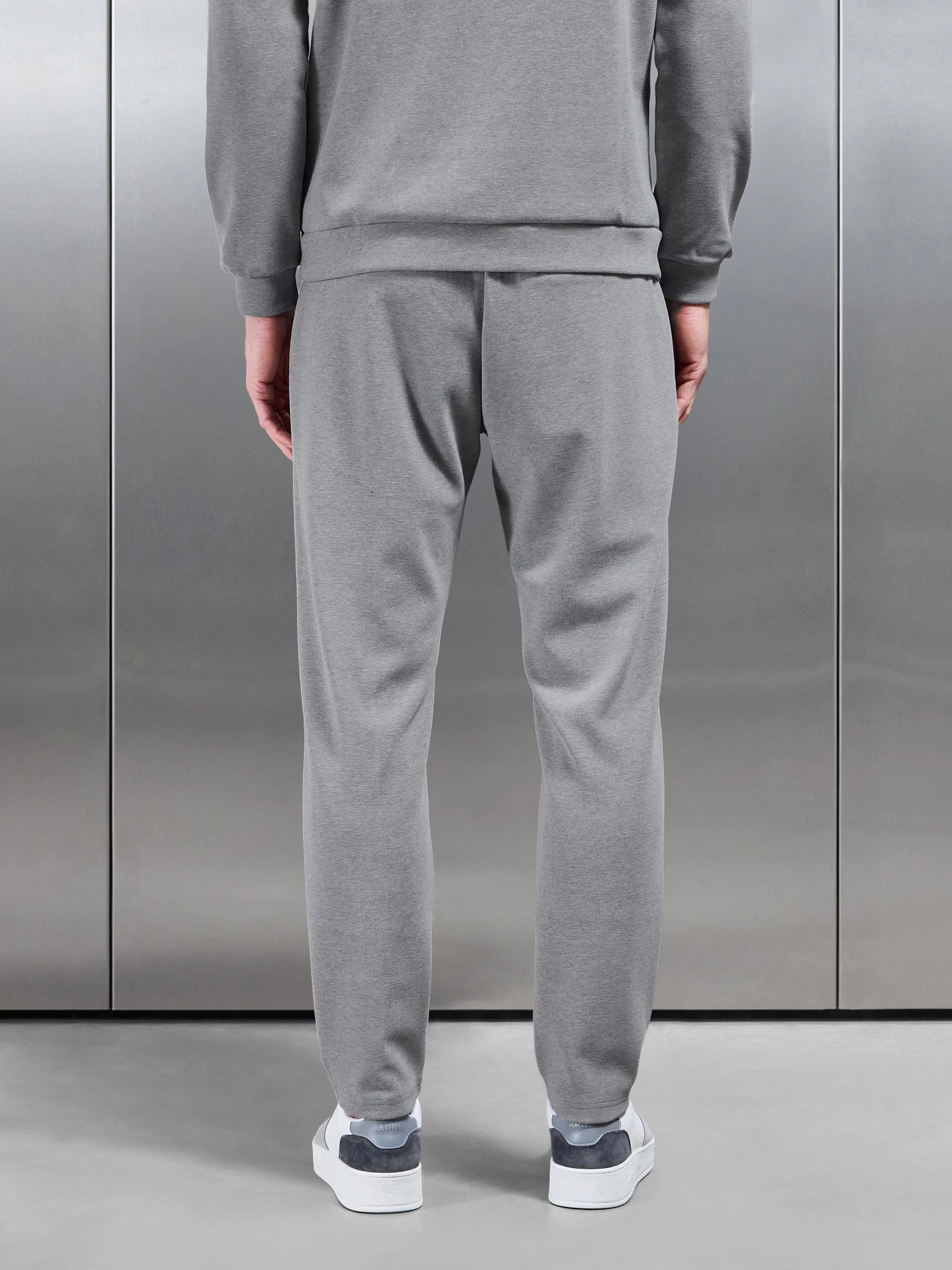Slim Fit Knitted Jogger in Marl Grey - Image 3