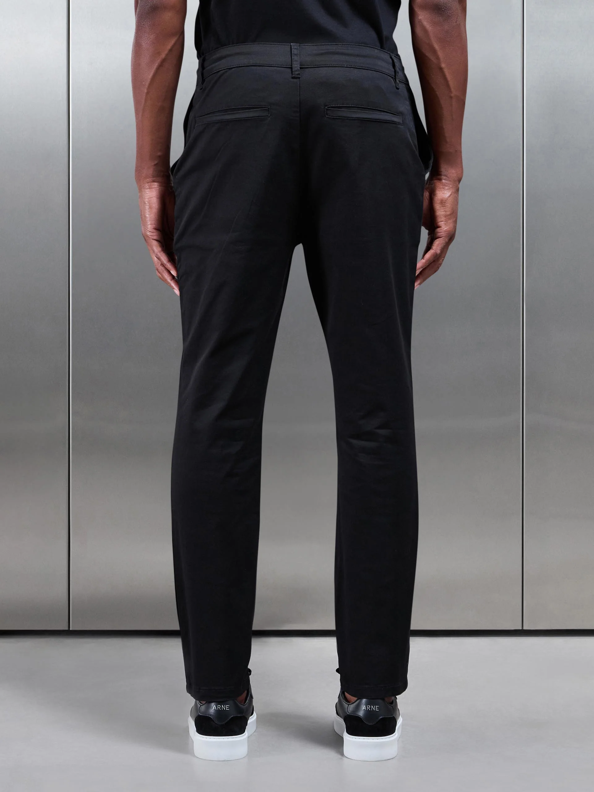 Slim Fit Tailored Chino Trouser in Black - Image 3