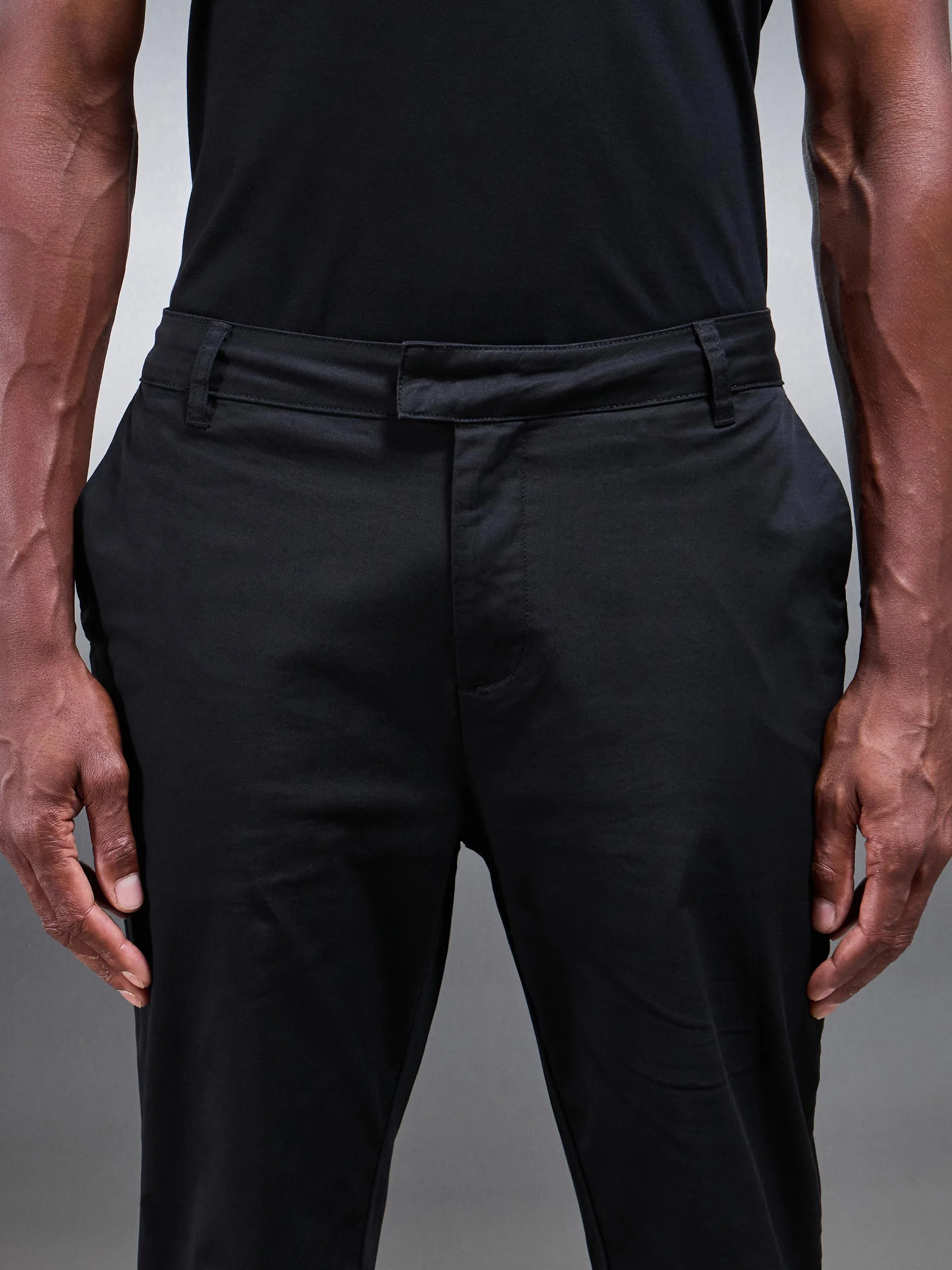 Slim Fit Tailored Chino Trouser in Black - Image 4