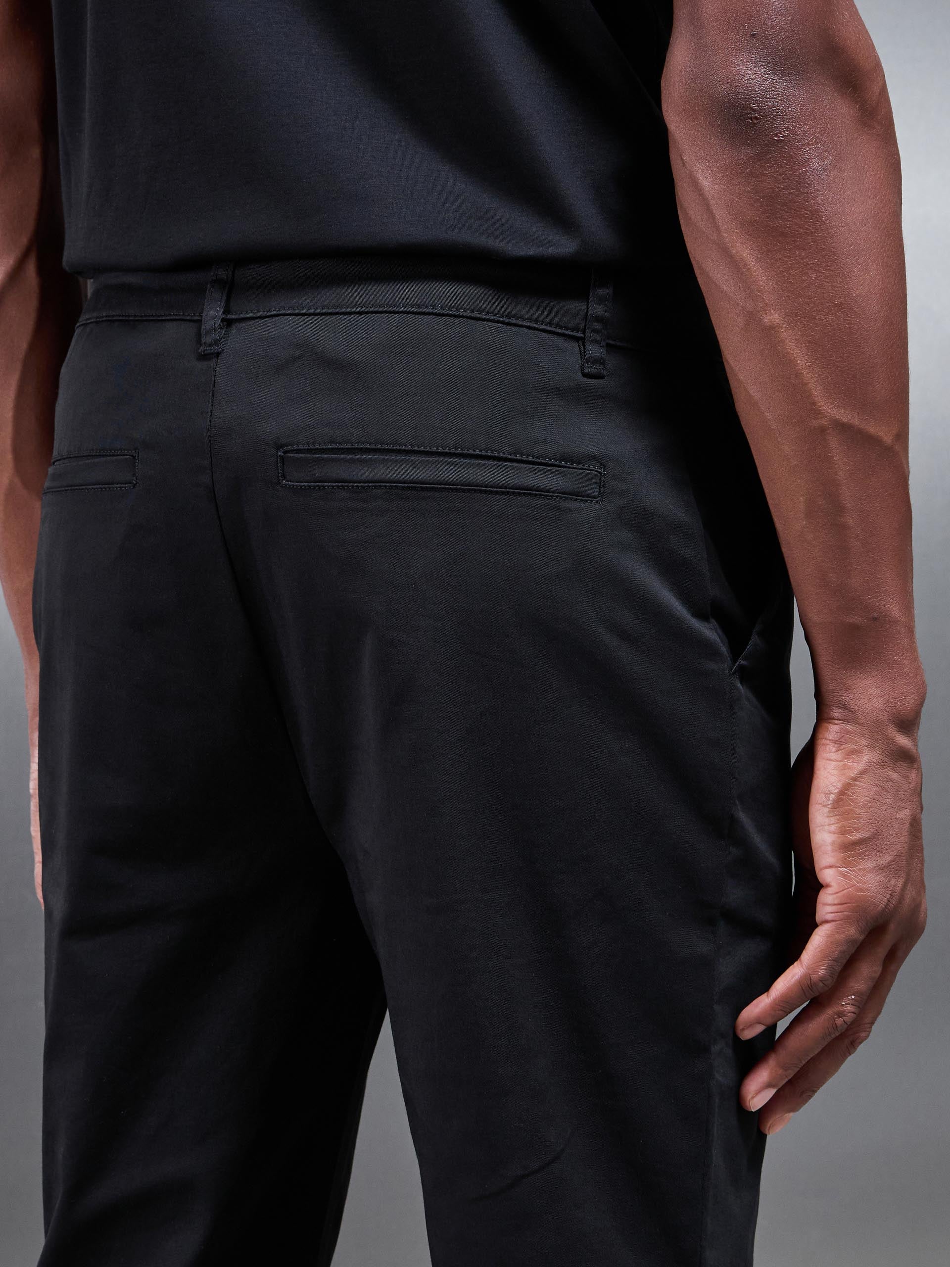 Slim Fit Tailored Chino Trouser in Black - Image 5