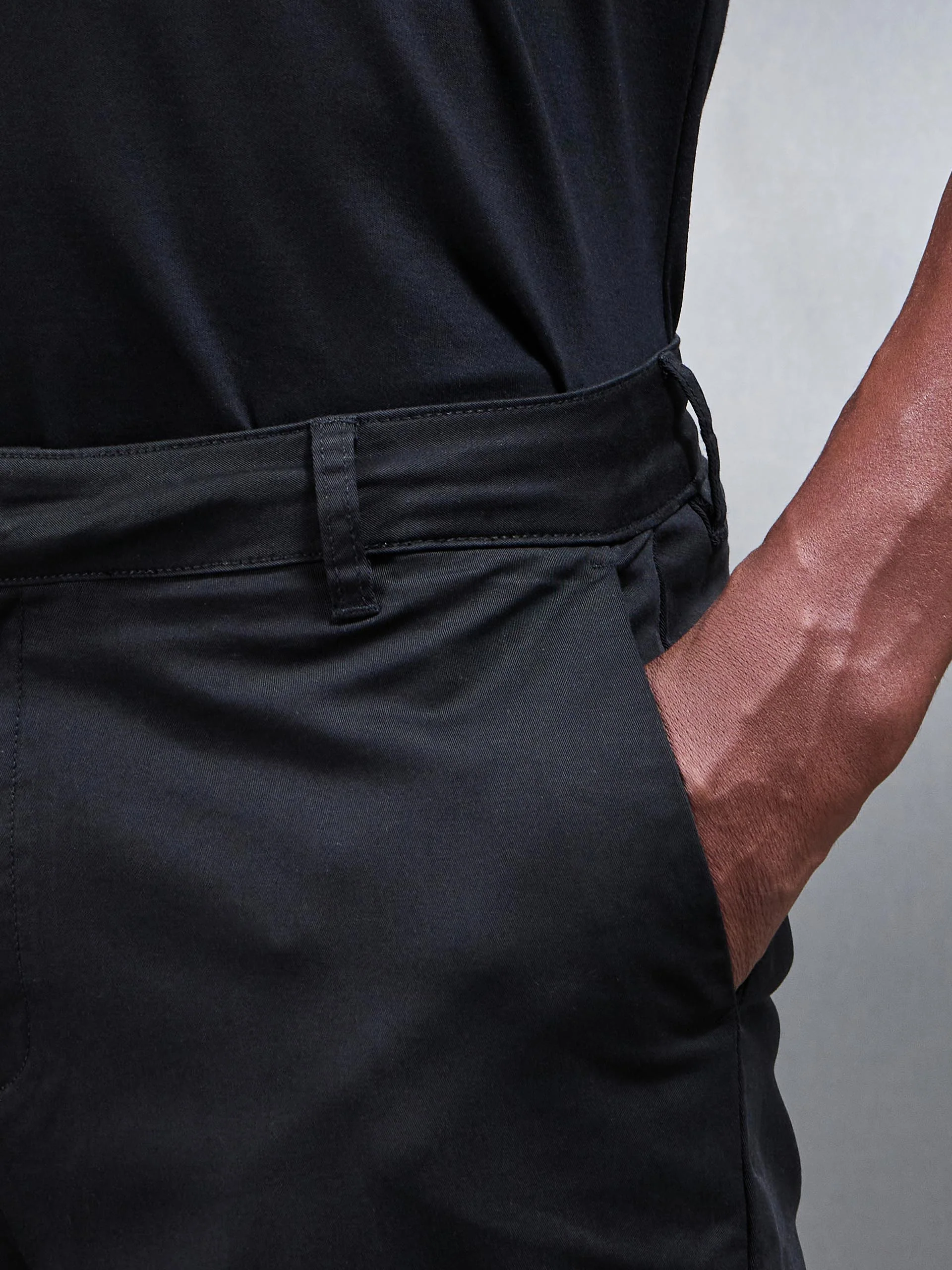 Slim Fit Tailored Chino Trouser in Black - Image 6