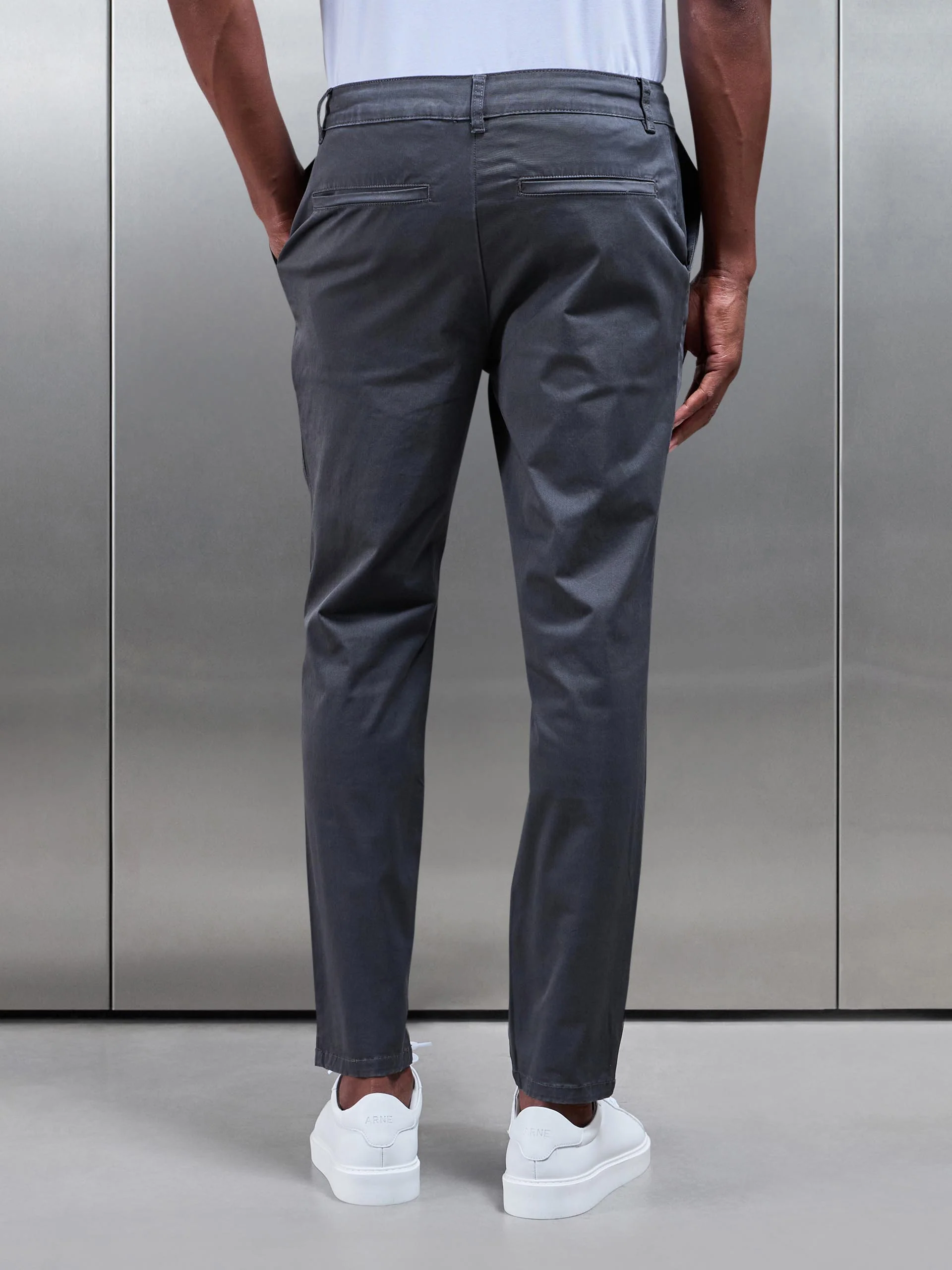 Slim Fit Tailored Chino Trouser in Grey - Image 3