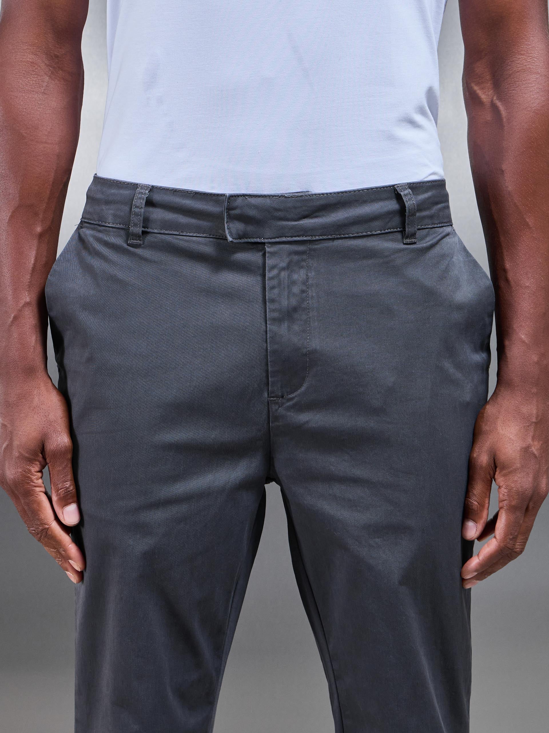 Slim Fit Tailored Chino Trouser in Grey - Image 4