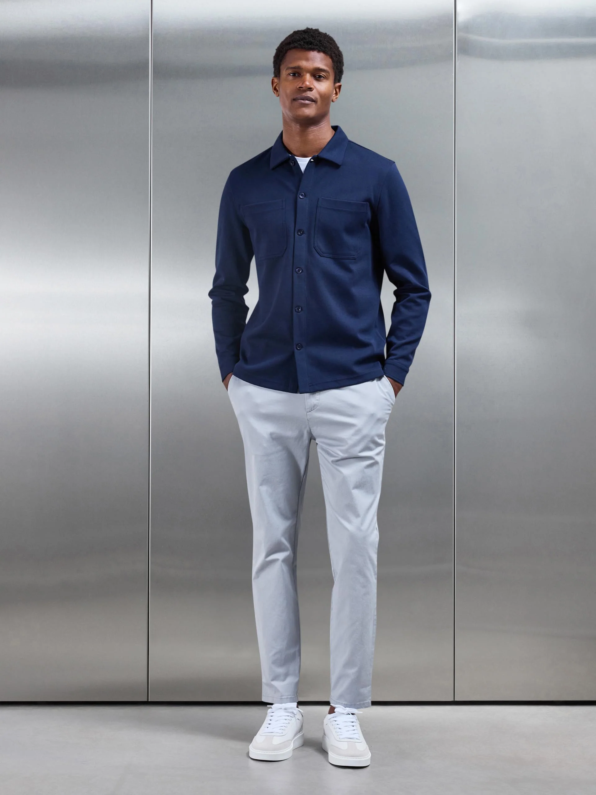 Slim Fit Tailored Chino Trouser in Mid Grey - Image 2