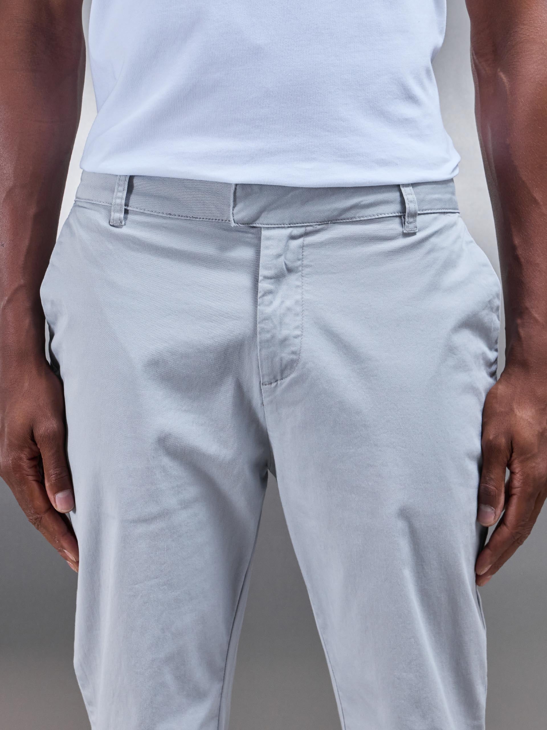 Slim Fit Tailored Chino Trouser in Mid Grey - Image 3