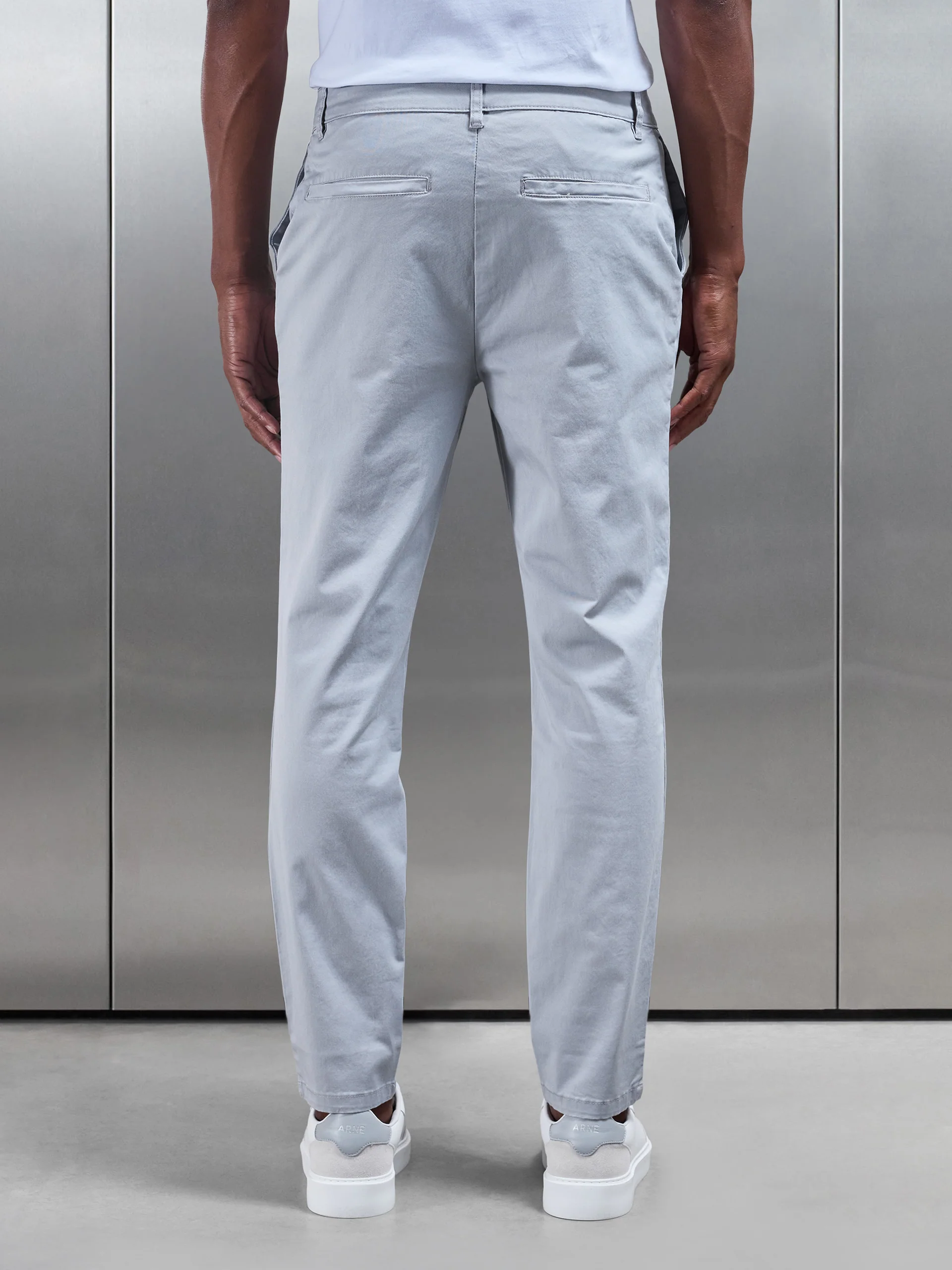 Slim Fit Tailored Chino Trouser in Mid Grey - Image 6