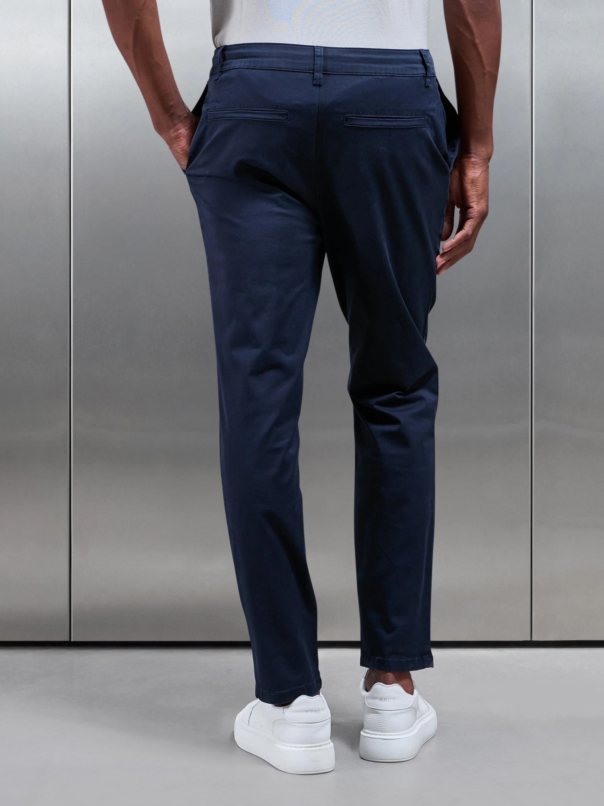 Slim Fit Tailored Chino Trouser in Navy - Image 3