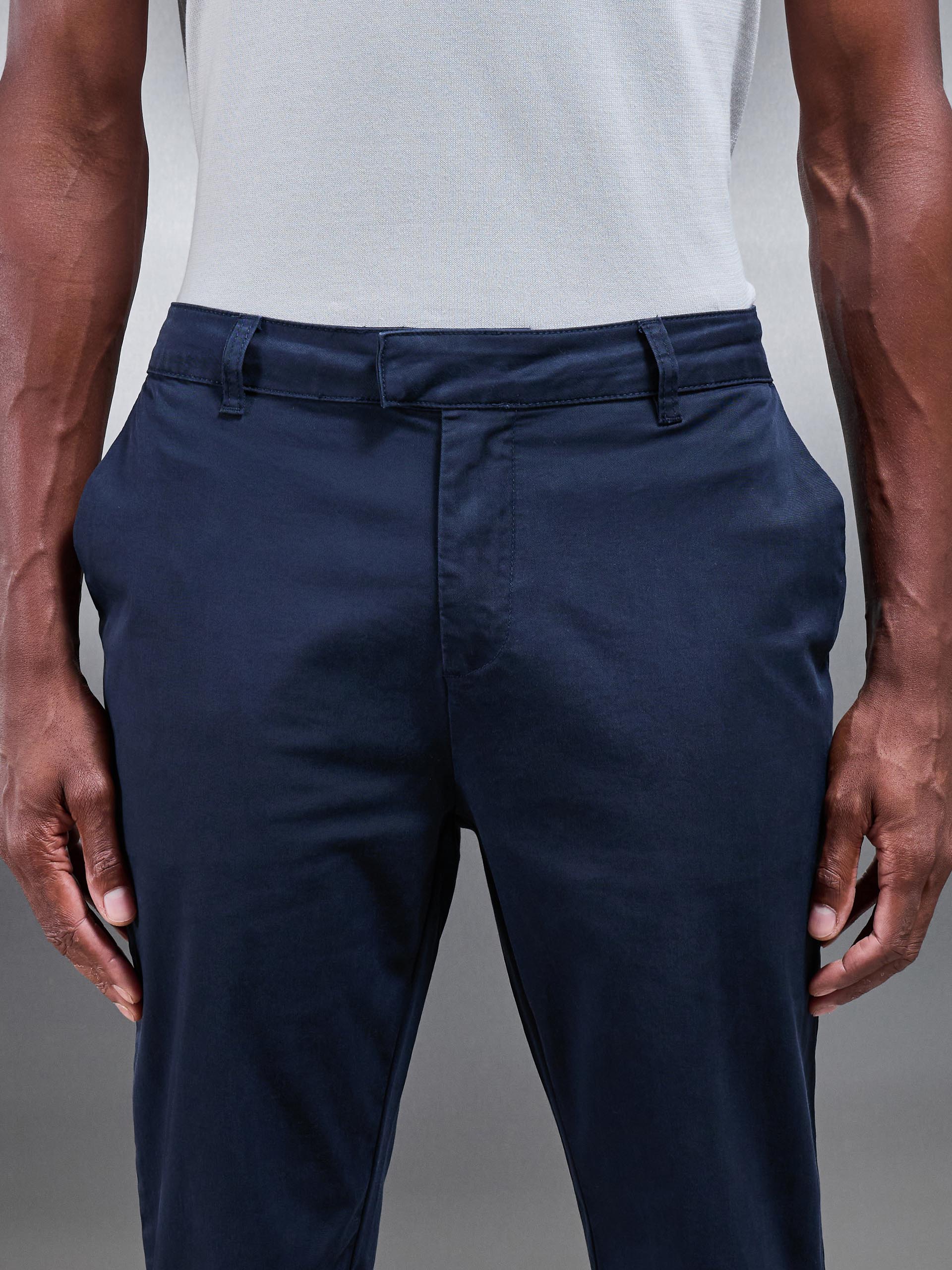 Slim Fit Tailored Chino Trouser in Navy - Image 4