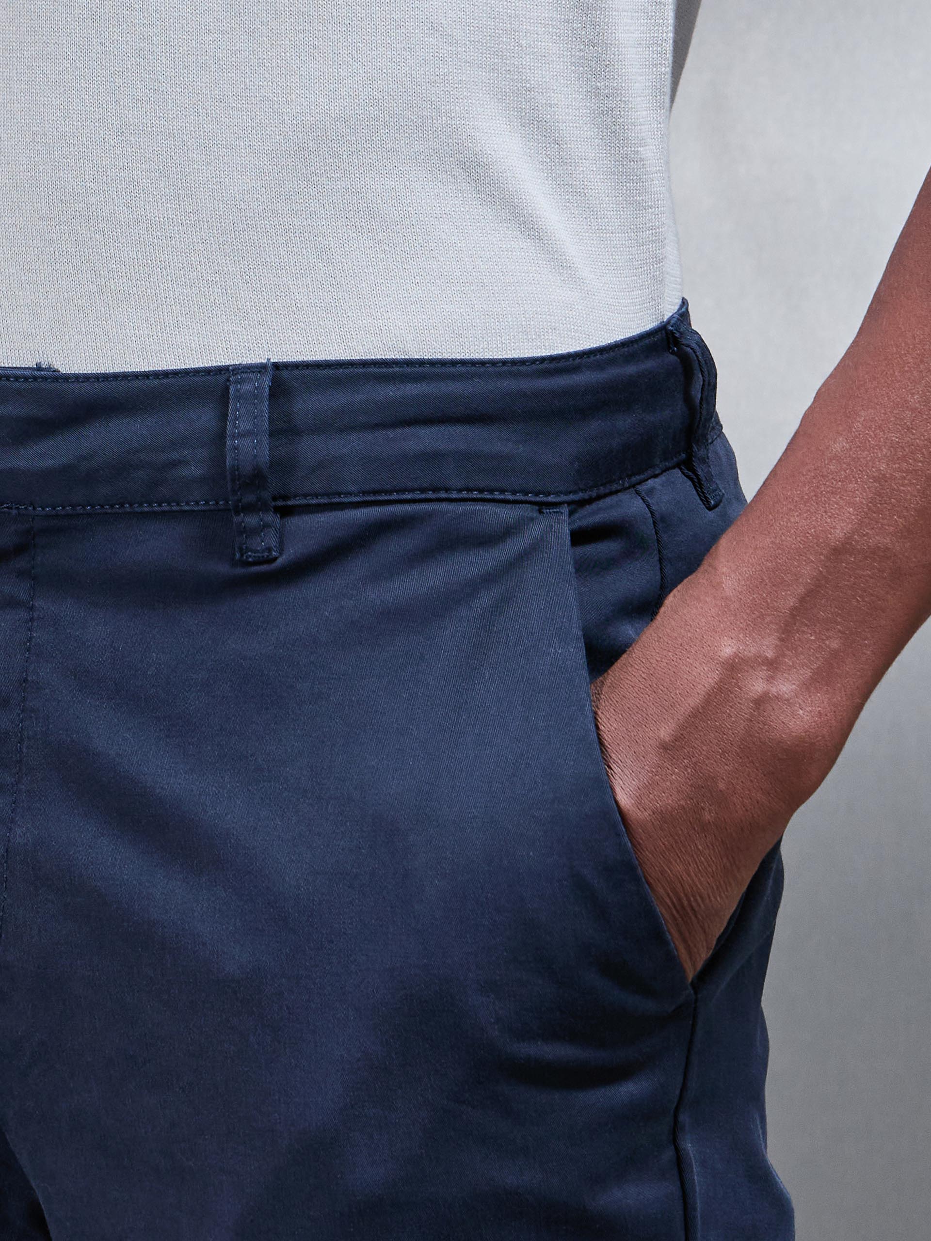 Slim Fit Tailored Chino Trouser in Navy - Image 5