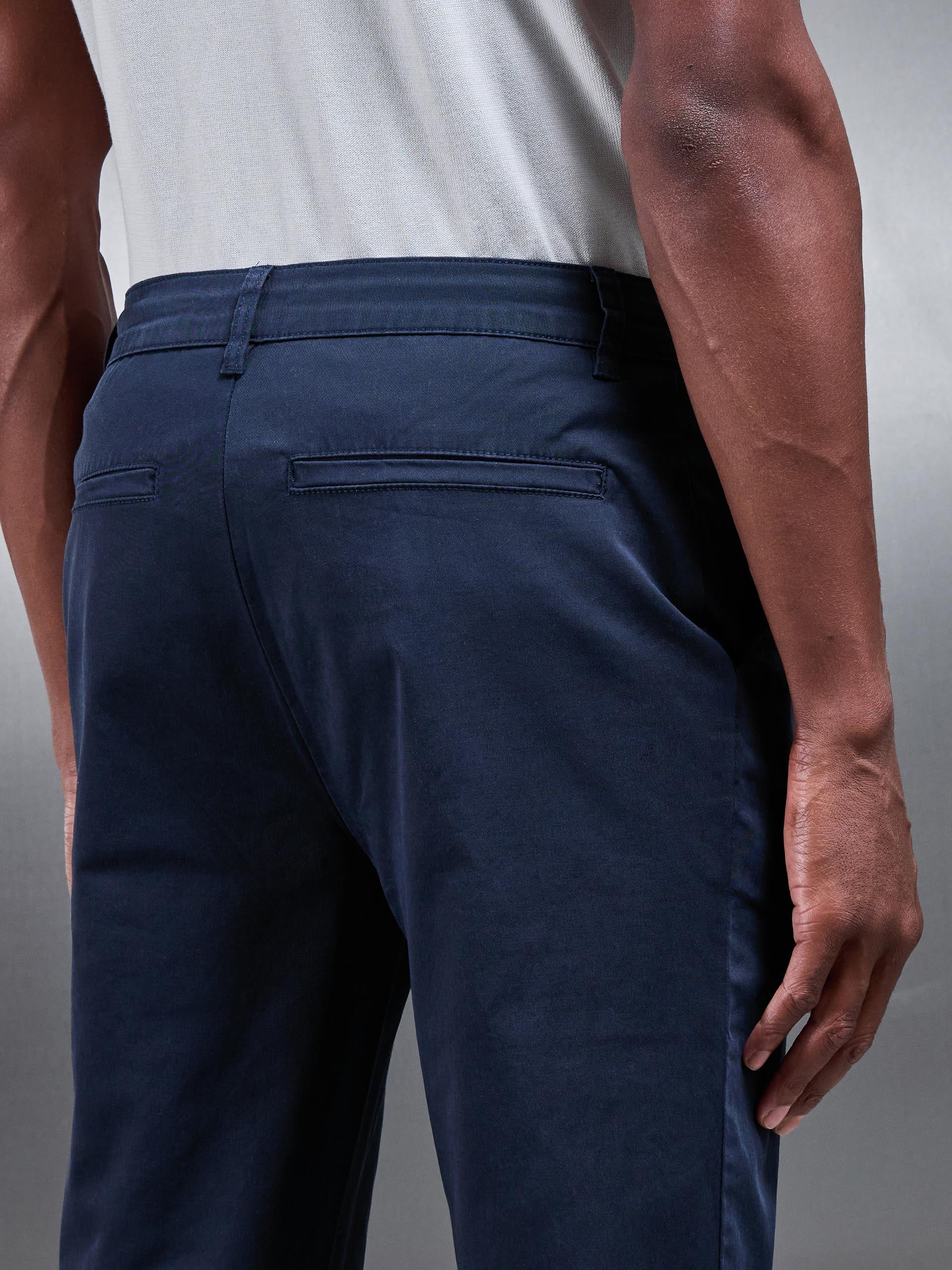 Slim Fit Tailored Chino Trouser in Navy - Image 6