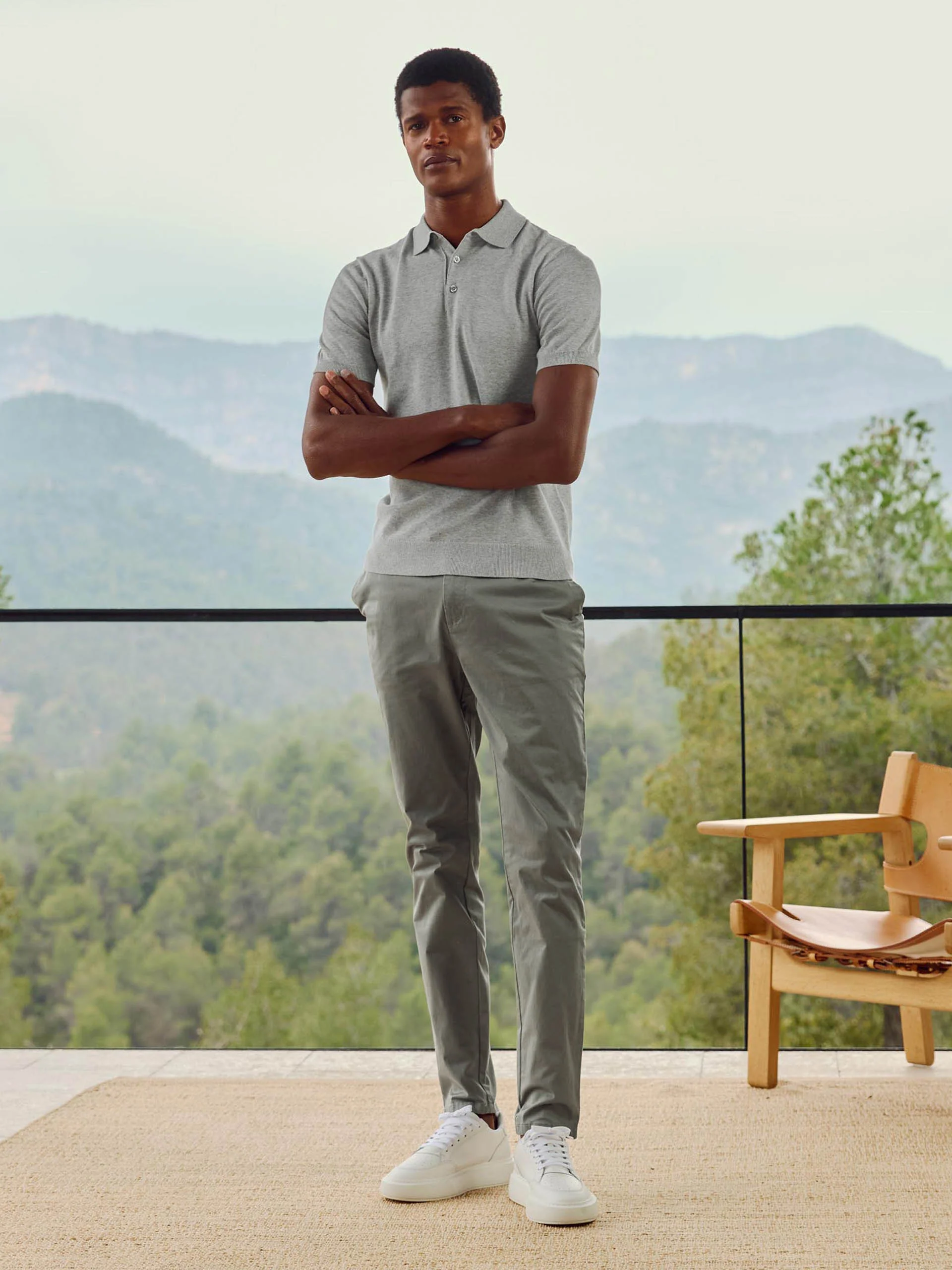 Slim Fit Tailored Chino Trouser in Olive - Image 2
