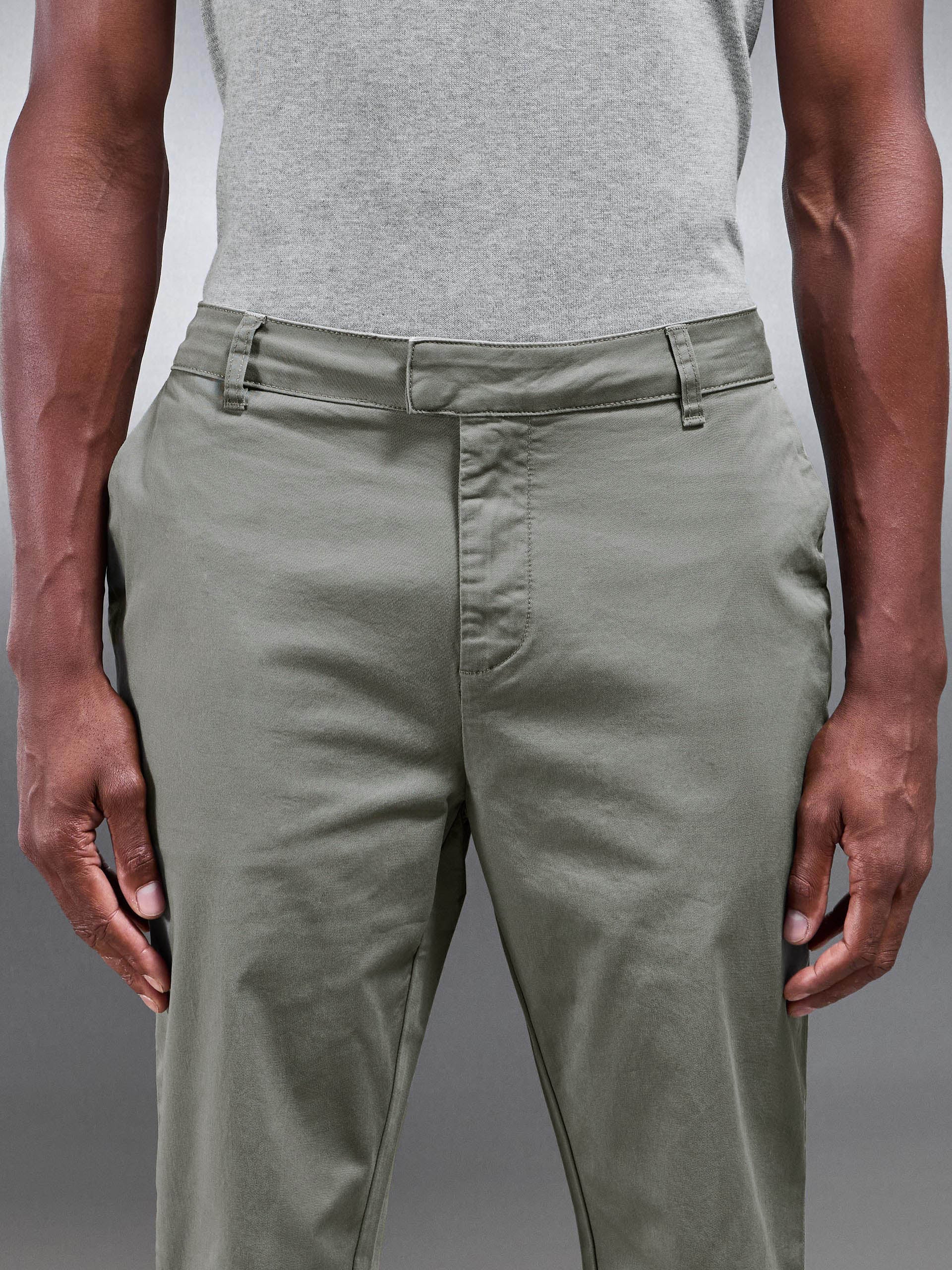 Slim Fit Tailored Chino Trouser in Olive - Image 5