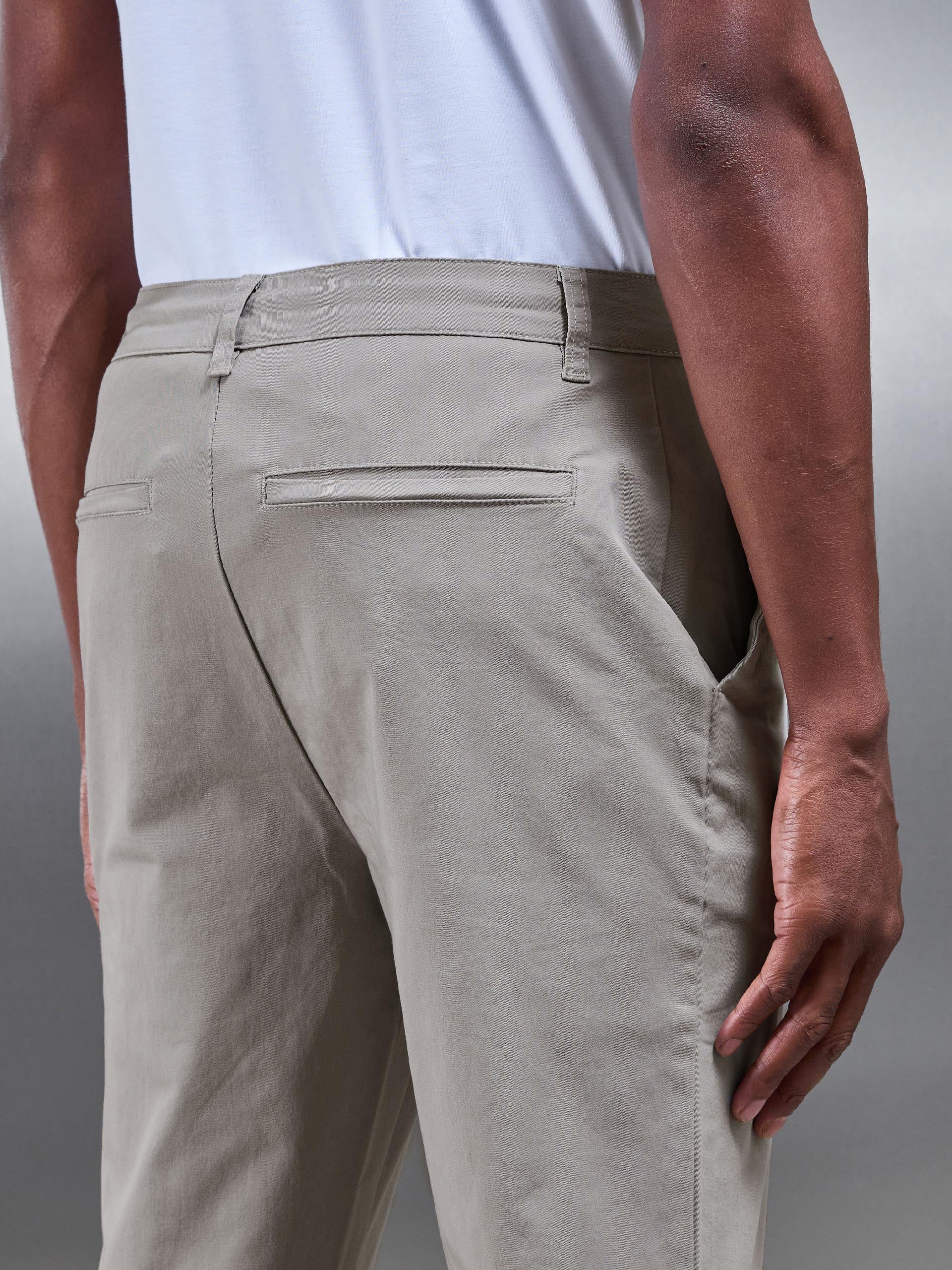 Slim Fit Tailored Chino Trouser in Stone - Image 6