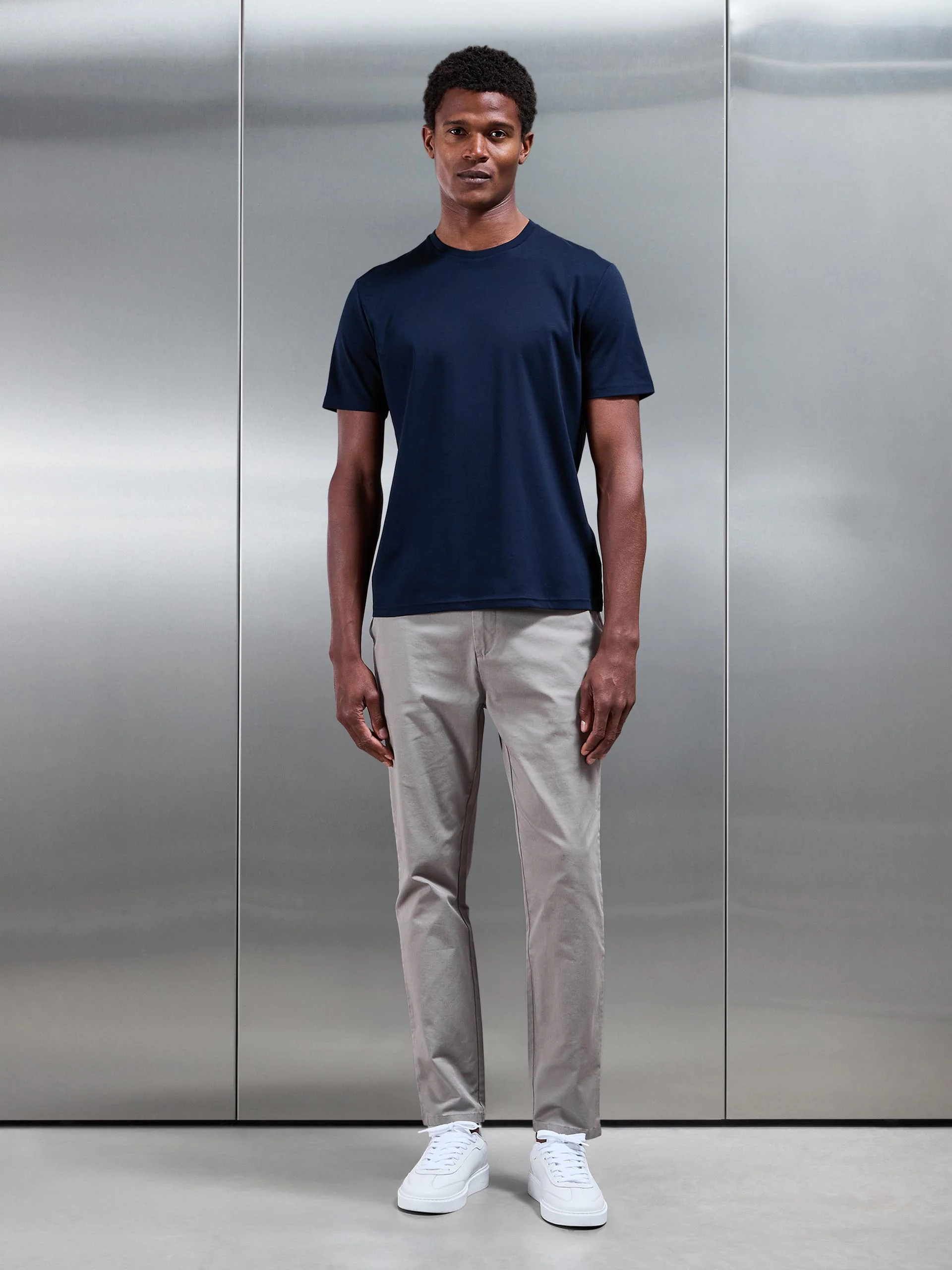Slim Fit Tailored Chino Trouser in Taupe - Image 2