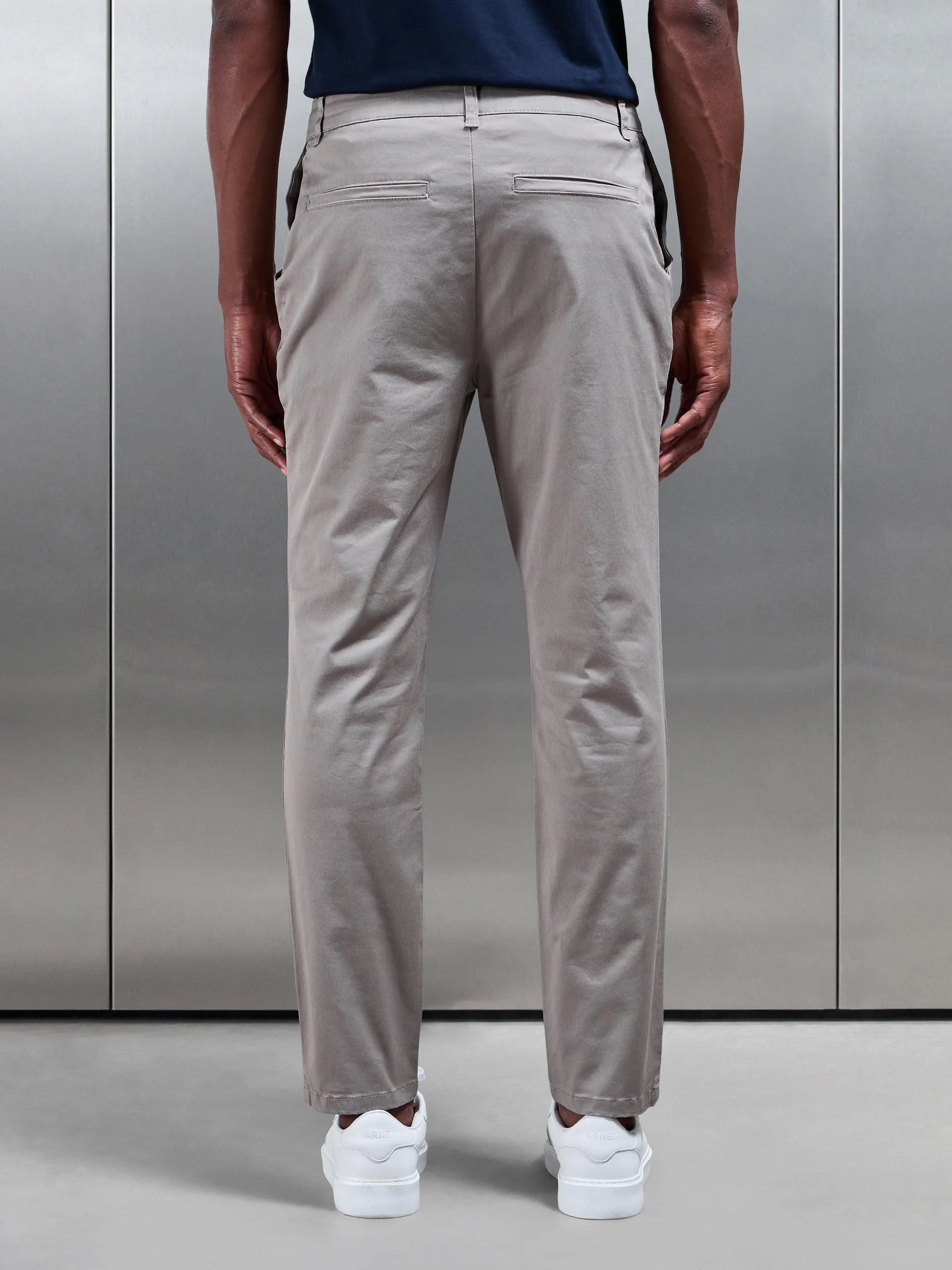 Slim Fit Tailored Chino Trouser in Taupe - Image 3