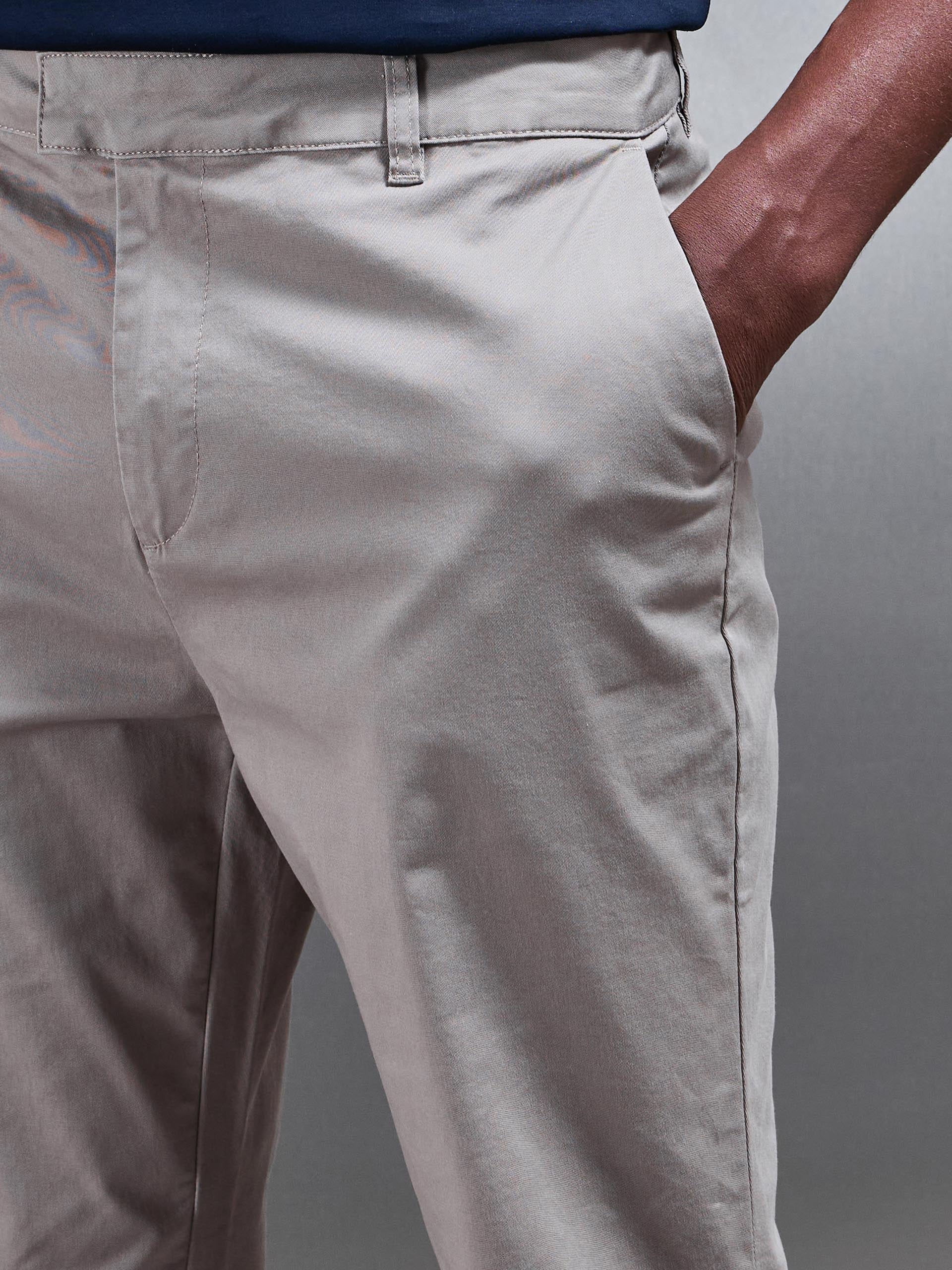 Slim Fit Tailored Chino Trouser in Taupe - Image 5